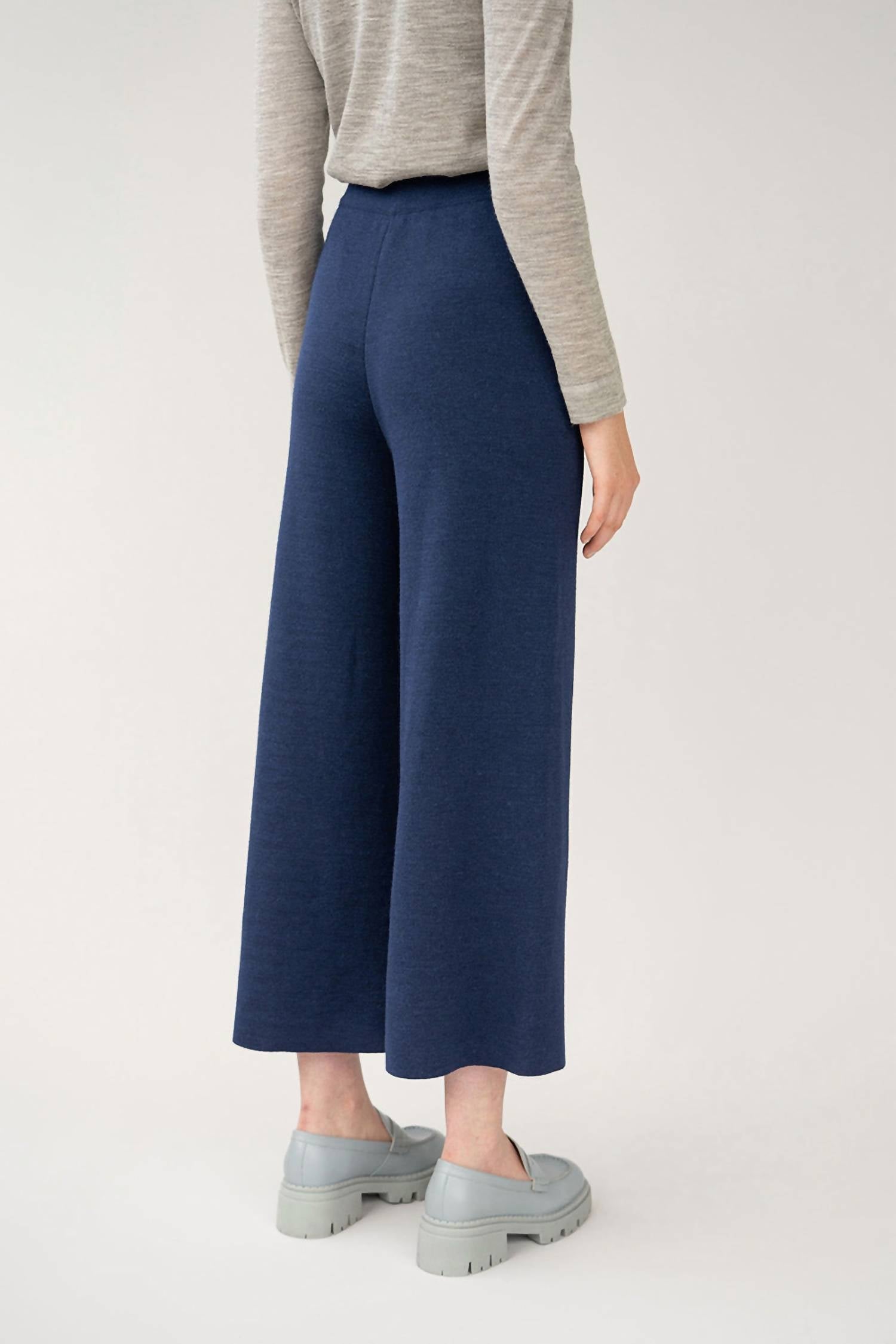 Wide Leg Trousers In Navy