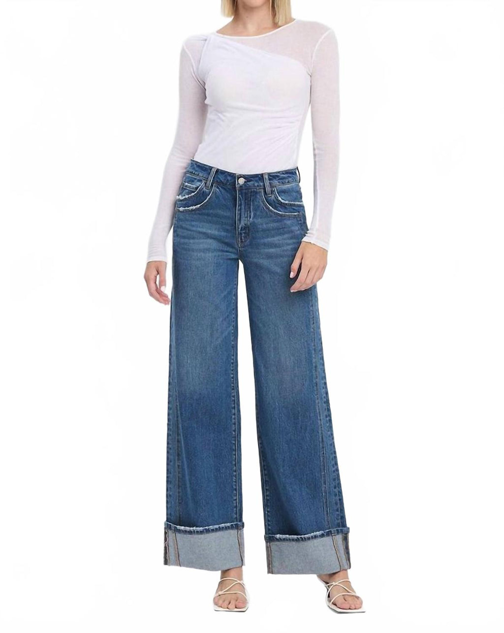 Kris Baggy Wide Leg Jean In Blue