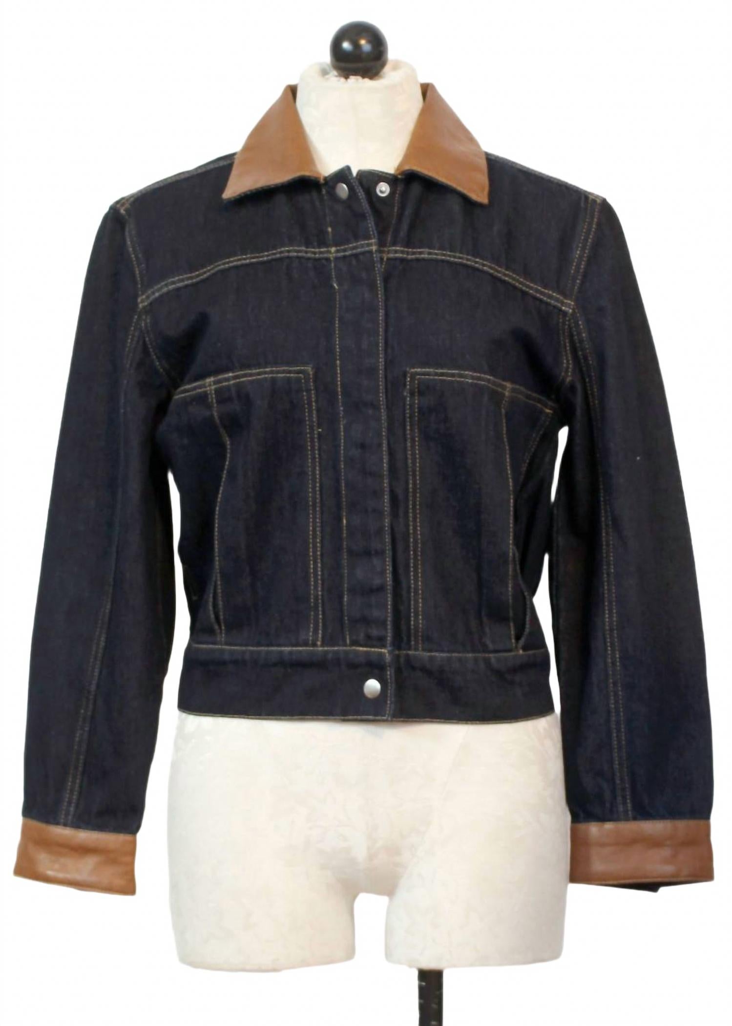 Delphia Cropped Denim Jacket In Pacific Indigo