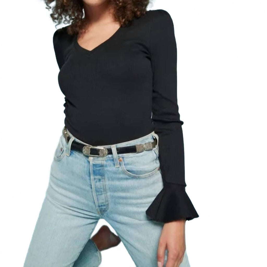 Silvia Long Sleeve Tee In Jet Black