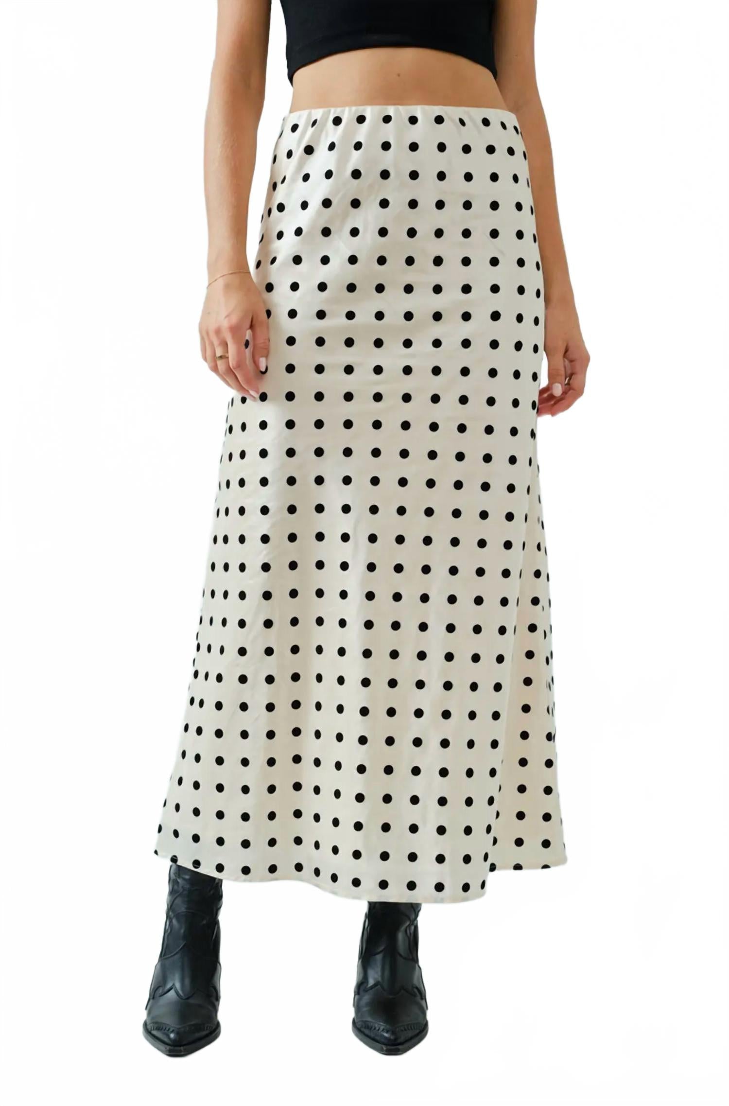 Dotty Midi Skirt In Ivory