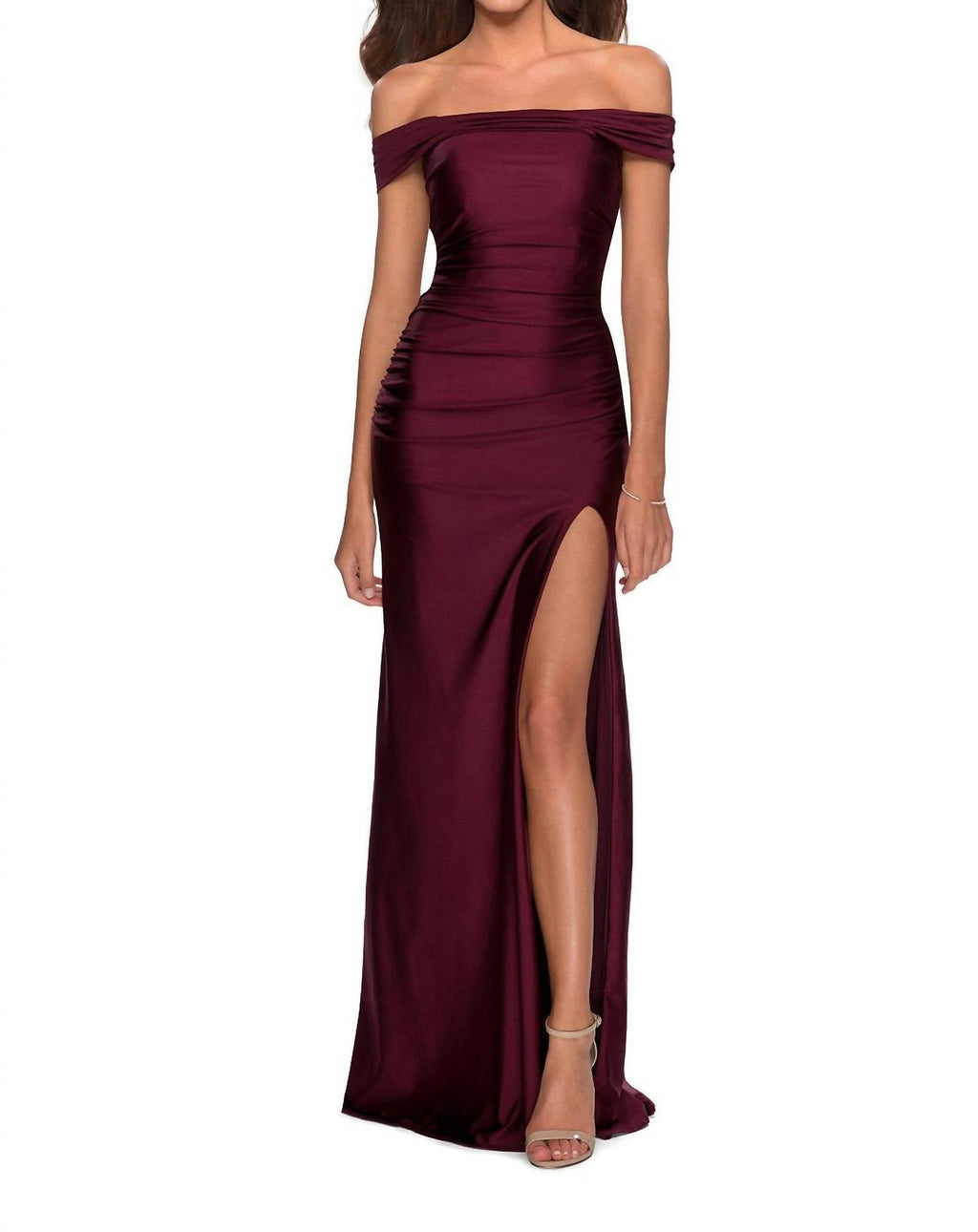 Jersey Prom Gown In Dark Berry
