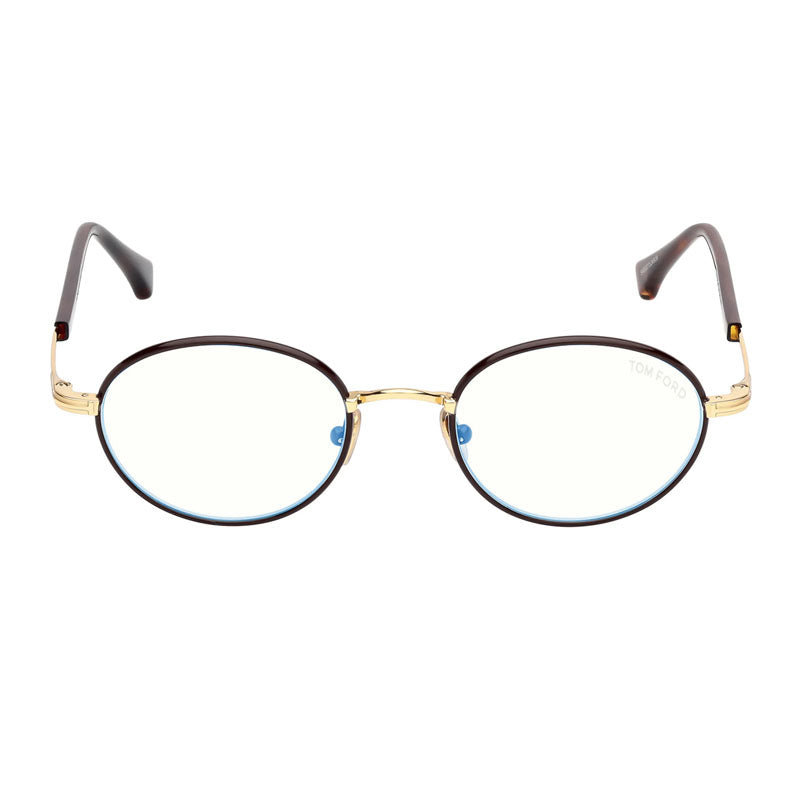 Tom Ford Eyeglasses Oval Full Rim, Dark Brown Frame And Clear/blue-Light Block Lenses Lens Ft5973-B050