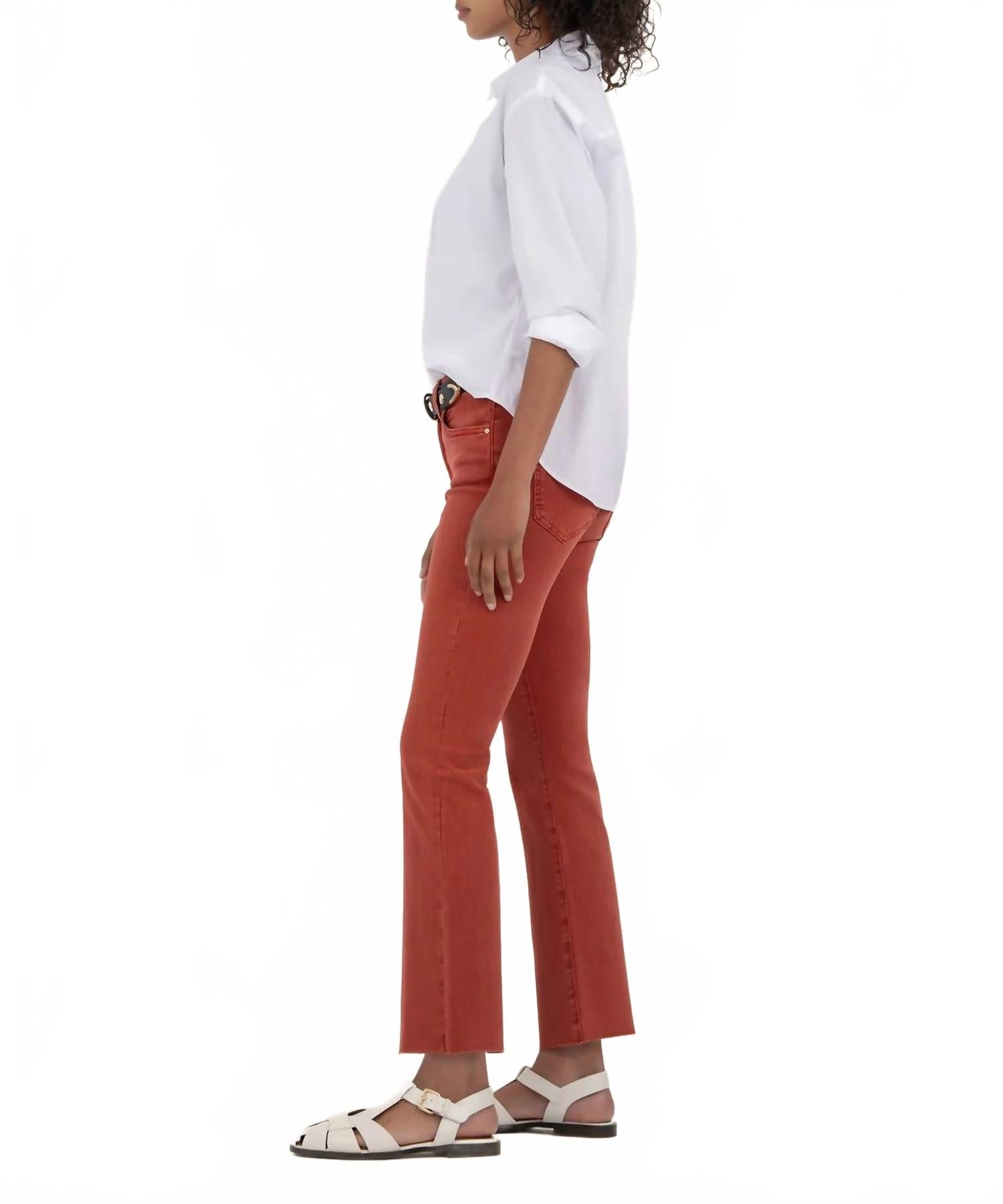 Kelsey High Rise Ankle Flare Jeans In Paprika
