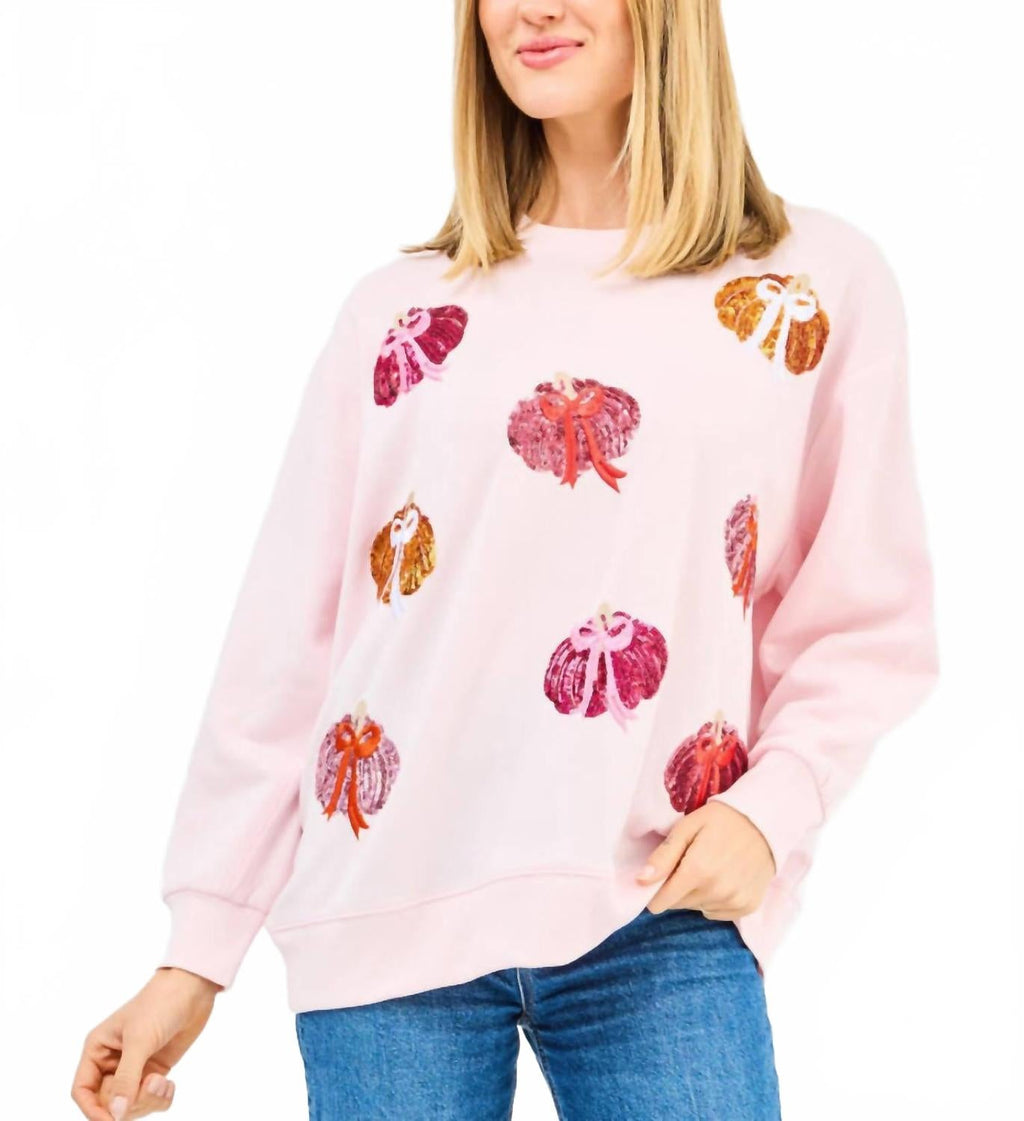 Sarah Pumpkin Bows Sweatshirt In Pink