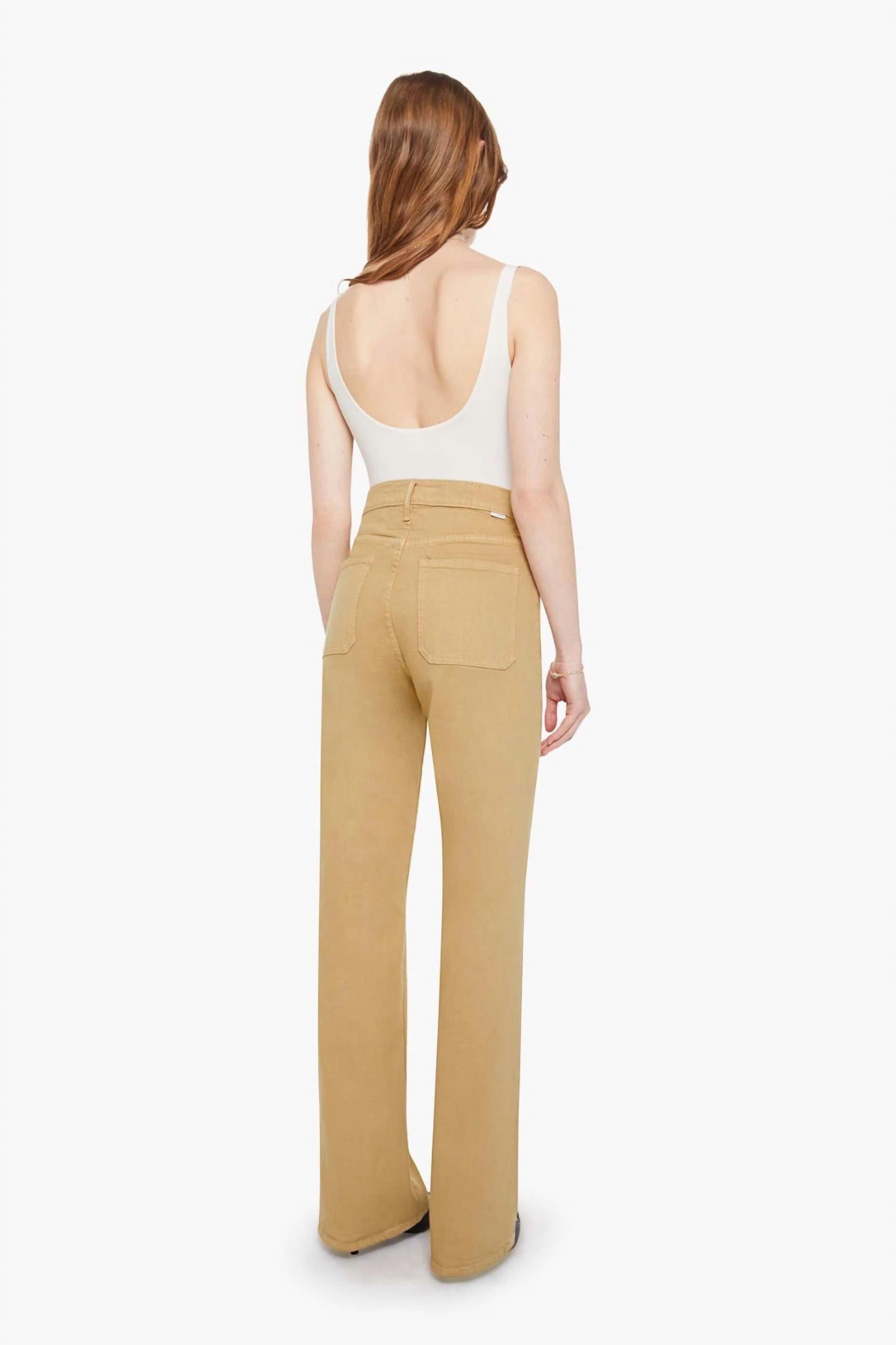 High Waisted Patch Pocket Bookie Sneak Jeans In Latte