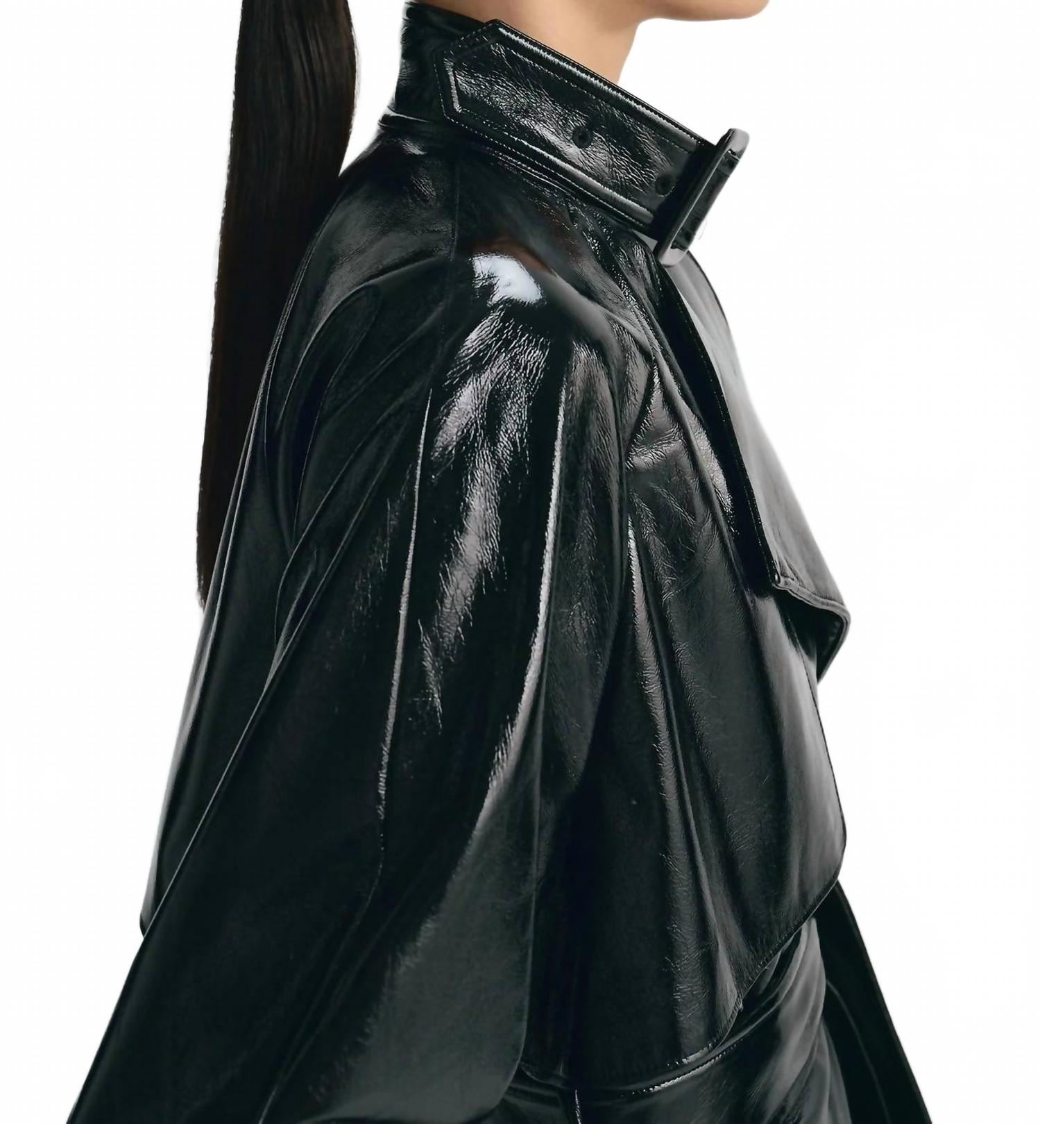 Hyde Shiny Trench Coat In Black