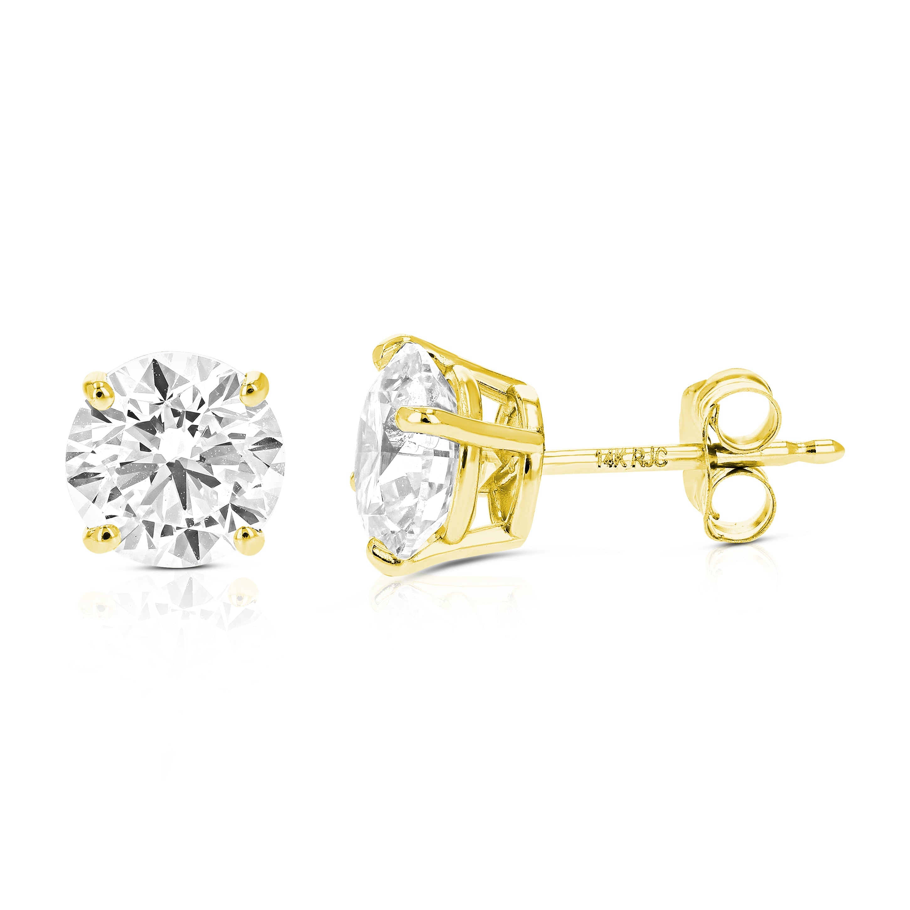 1.50 cttw Lab Grown Diamond Stud Earrings in 14K Gold With Push Backs For Women