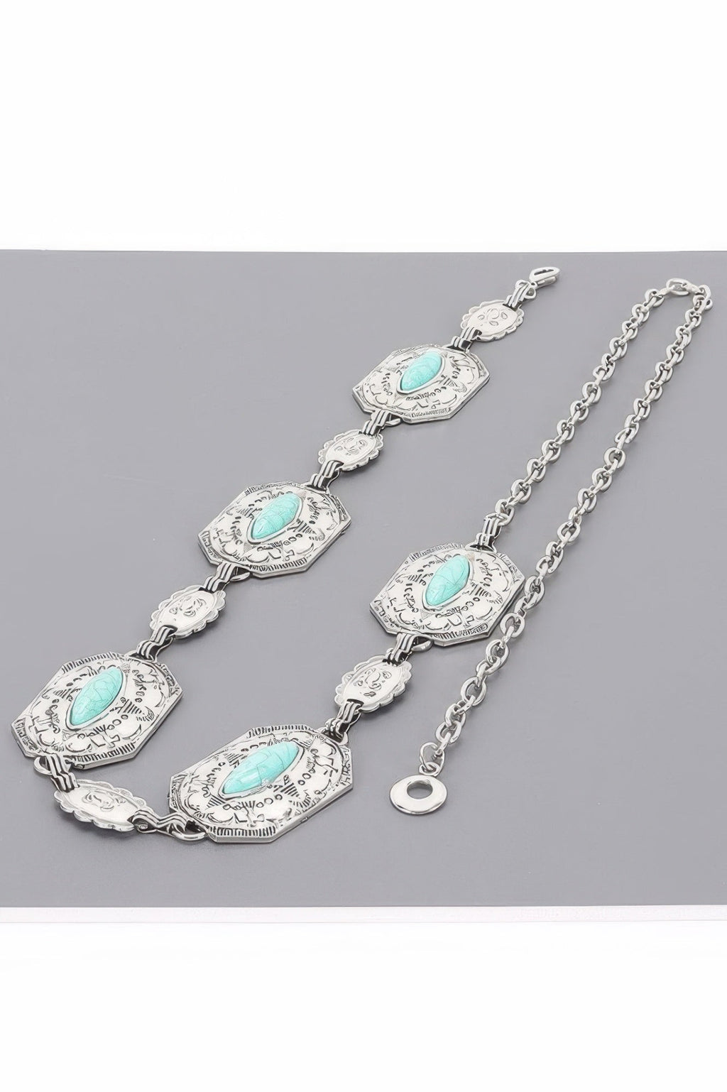 Western Style Chain Belt with Turquoise Accent