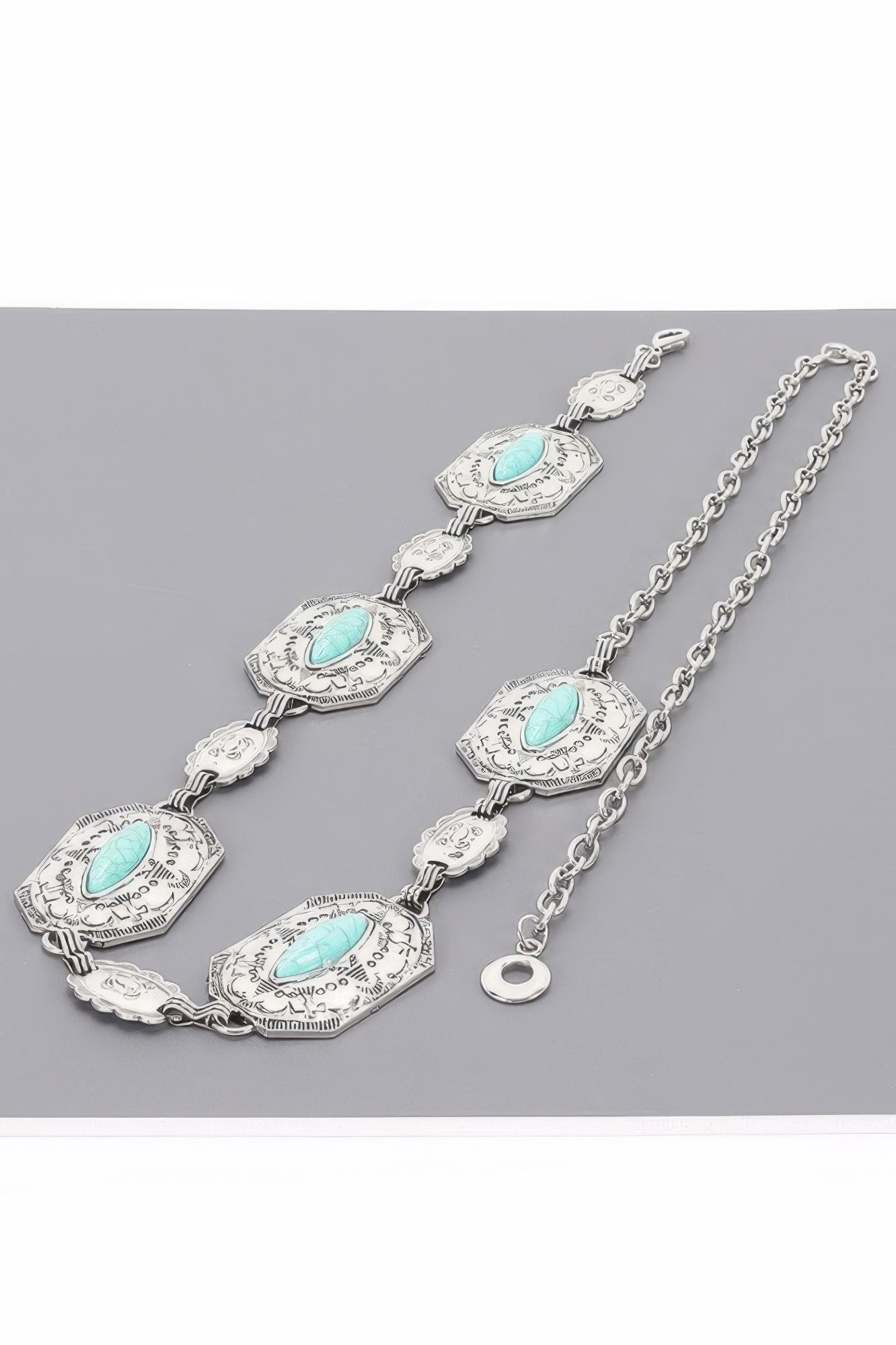 Western Style Chain Belt with Turquoise Accent