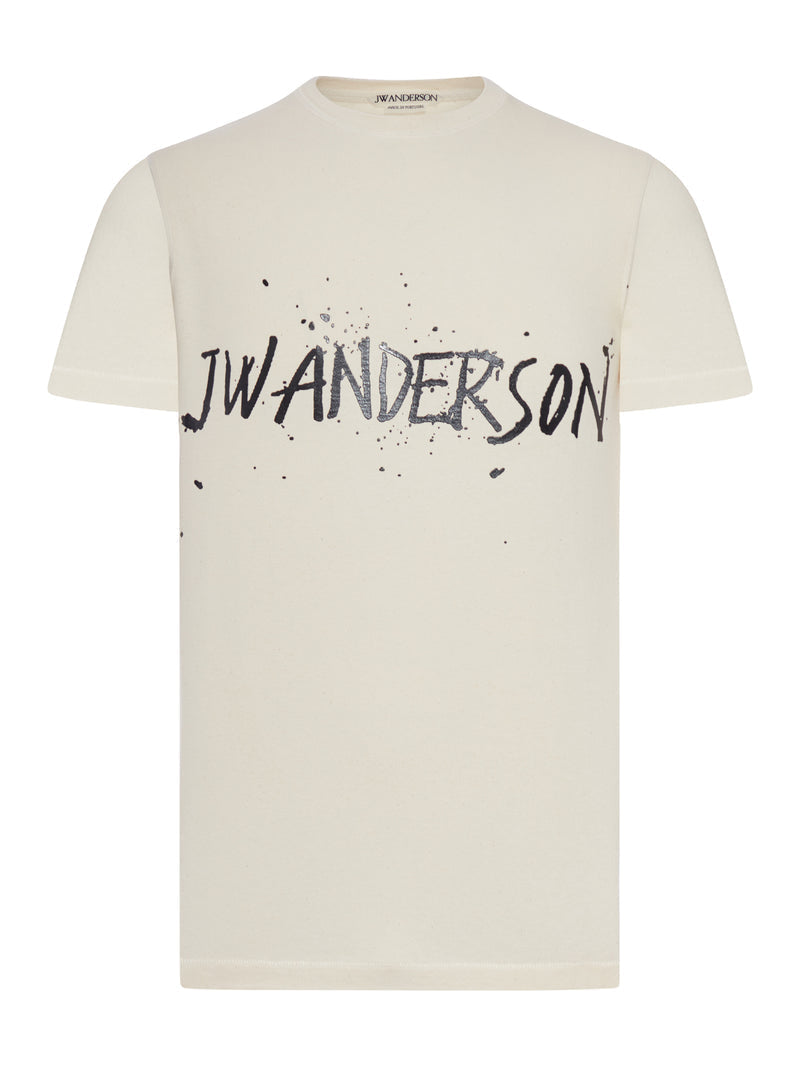 J.W.Anderson Men Circular T-Shirt In Ecru Jersey