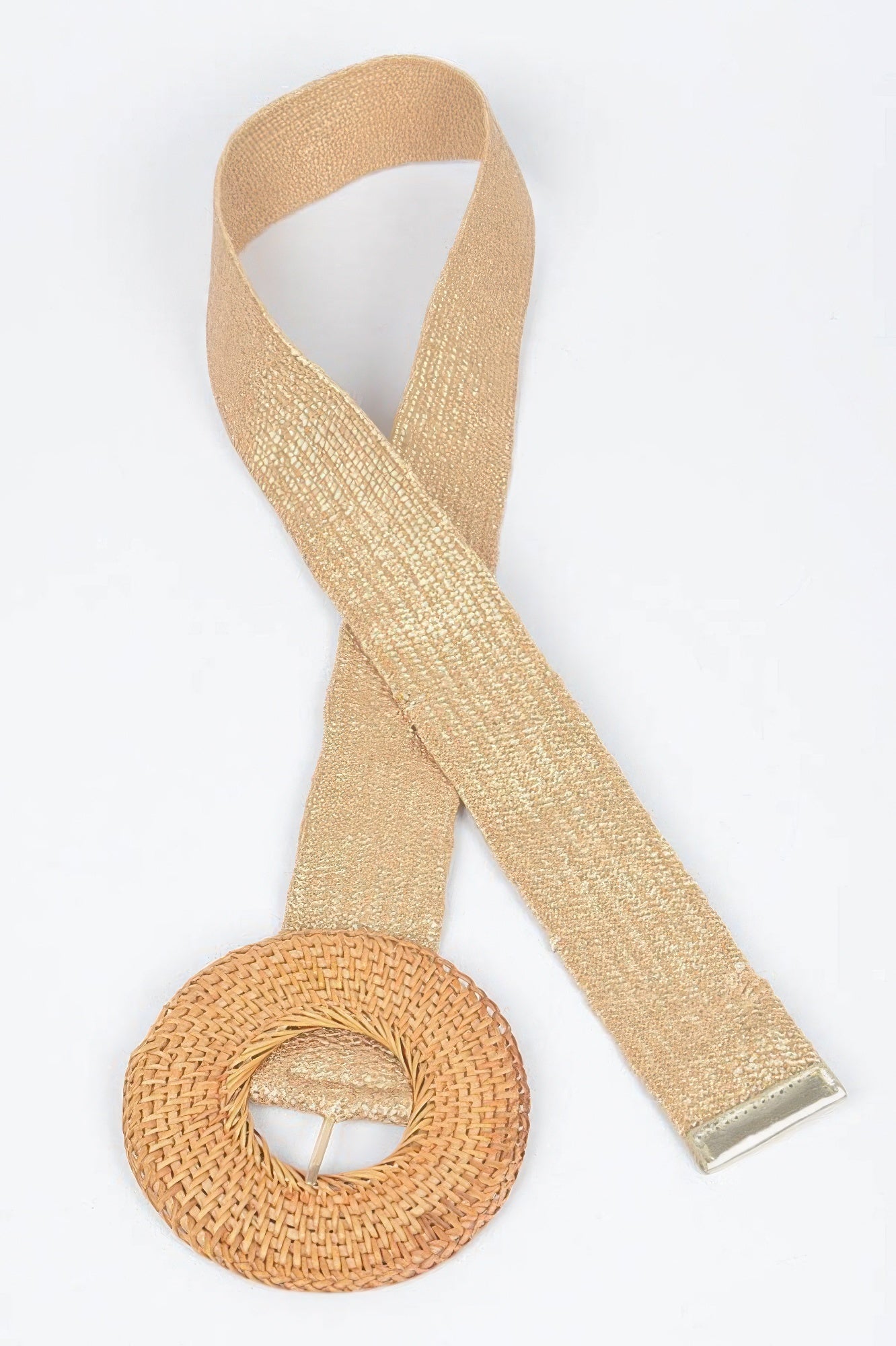 Round Handmade Bamboo Buckle Elastic Belt
