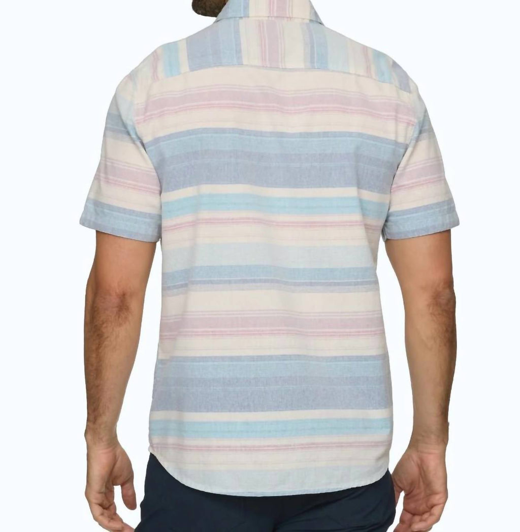 Mason Short Sleeve Striped Shirt In Blue