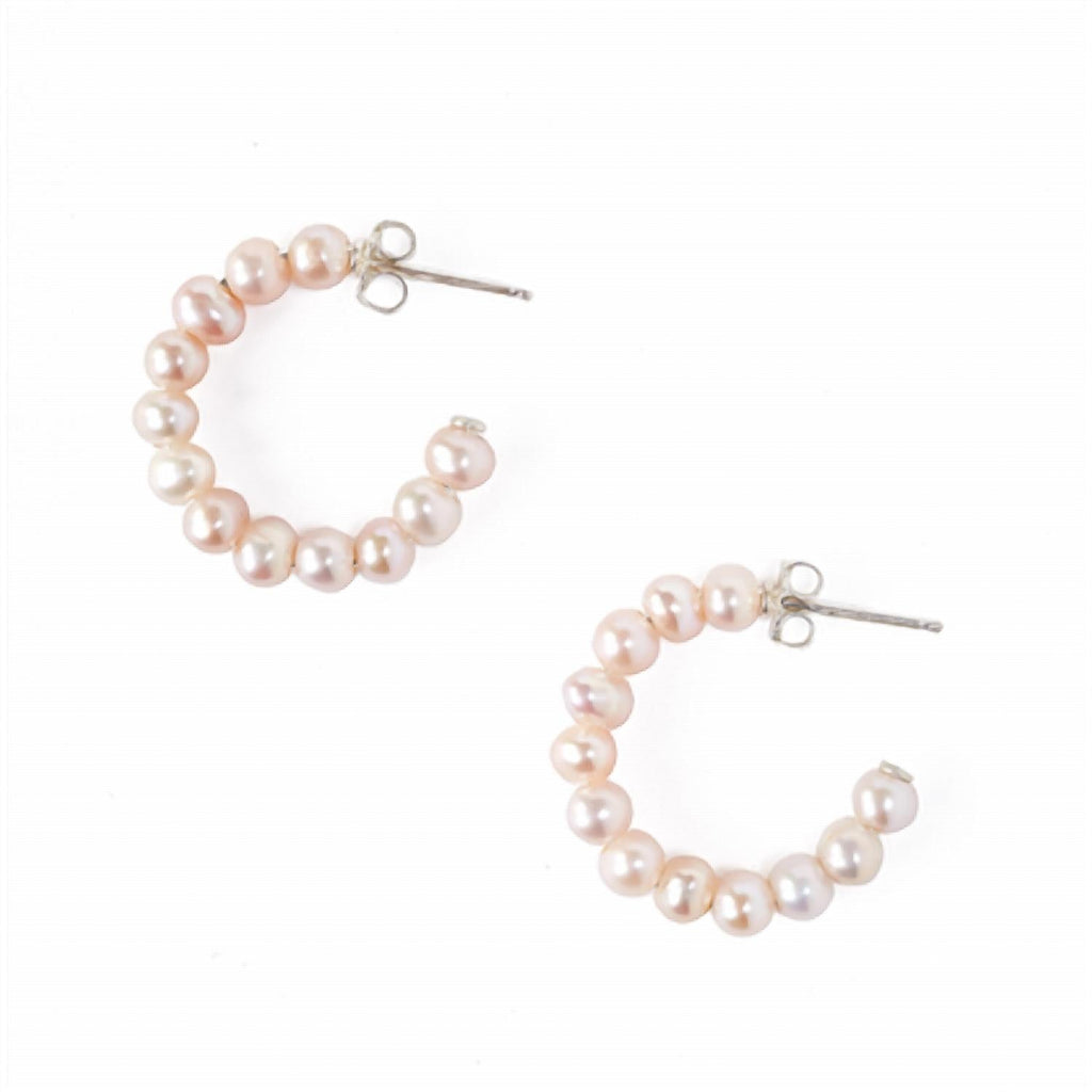 Women's Pearl Holly Hoop Earrings In Pink