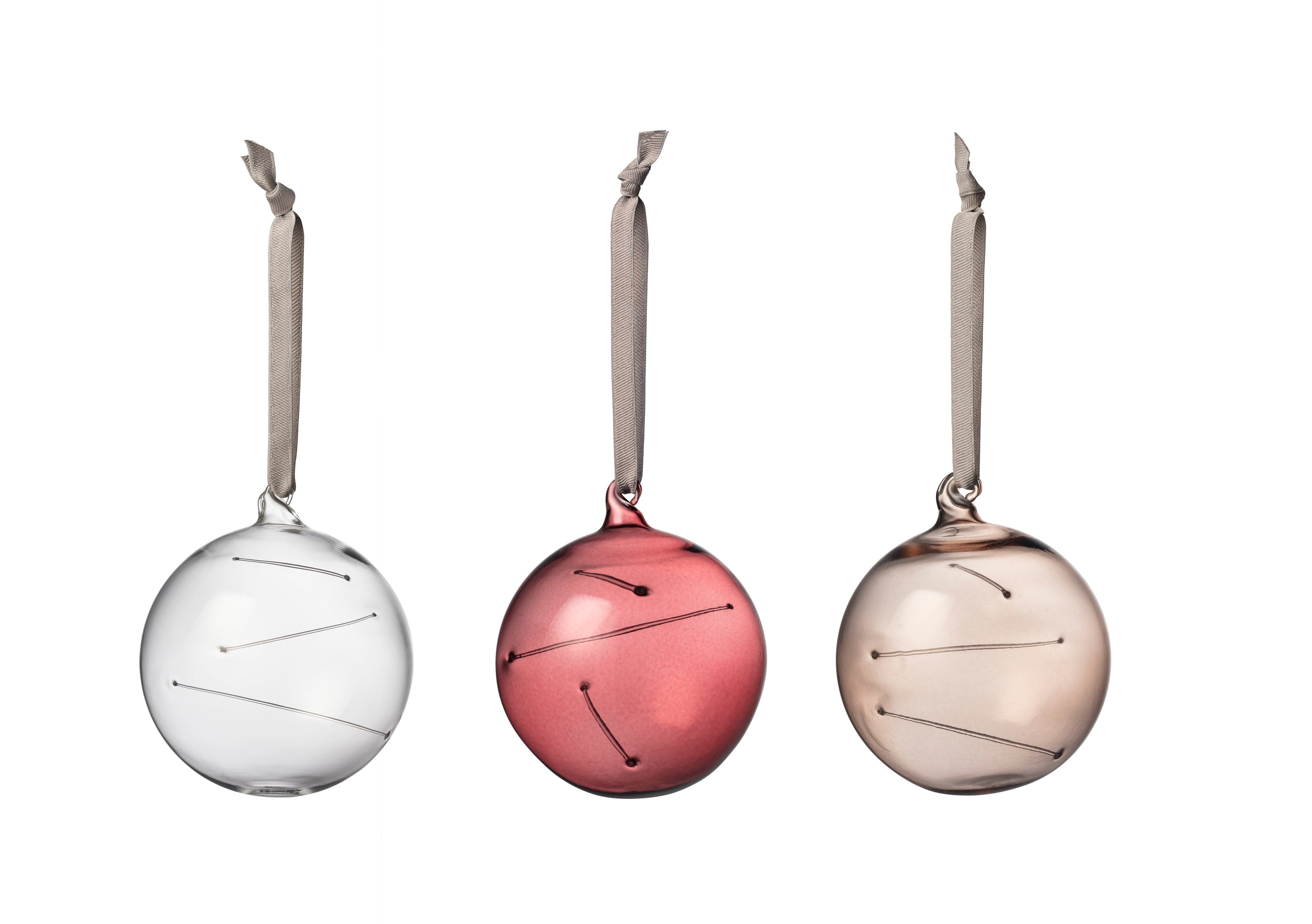 Sun ball 80mm clear-calluna-linen 3set