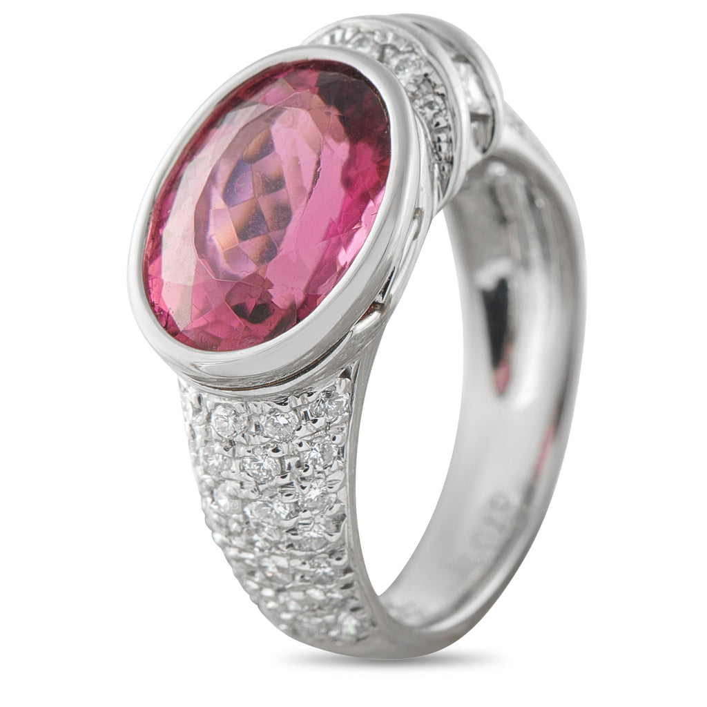 LB Exclusive Platinum 0.79ct Diamond and Rubellite Ring MF01-041426
