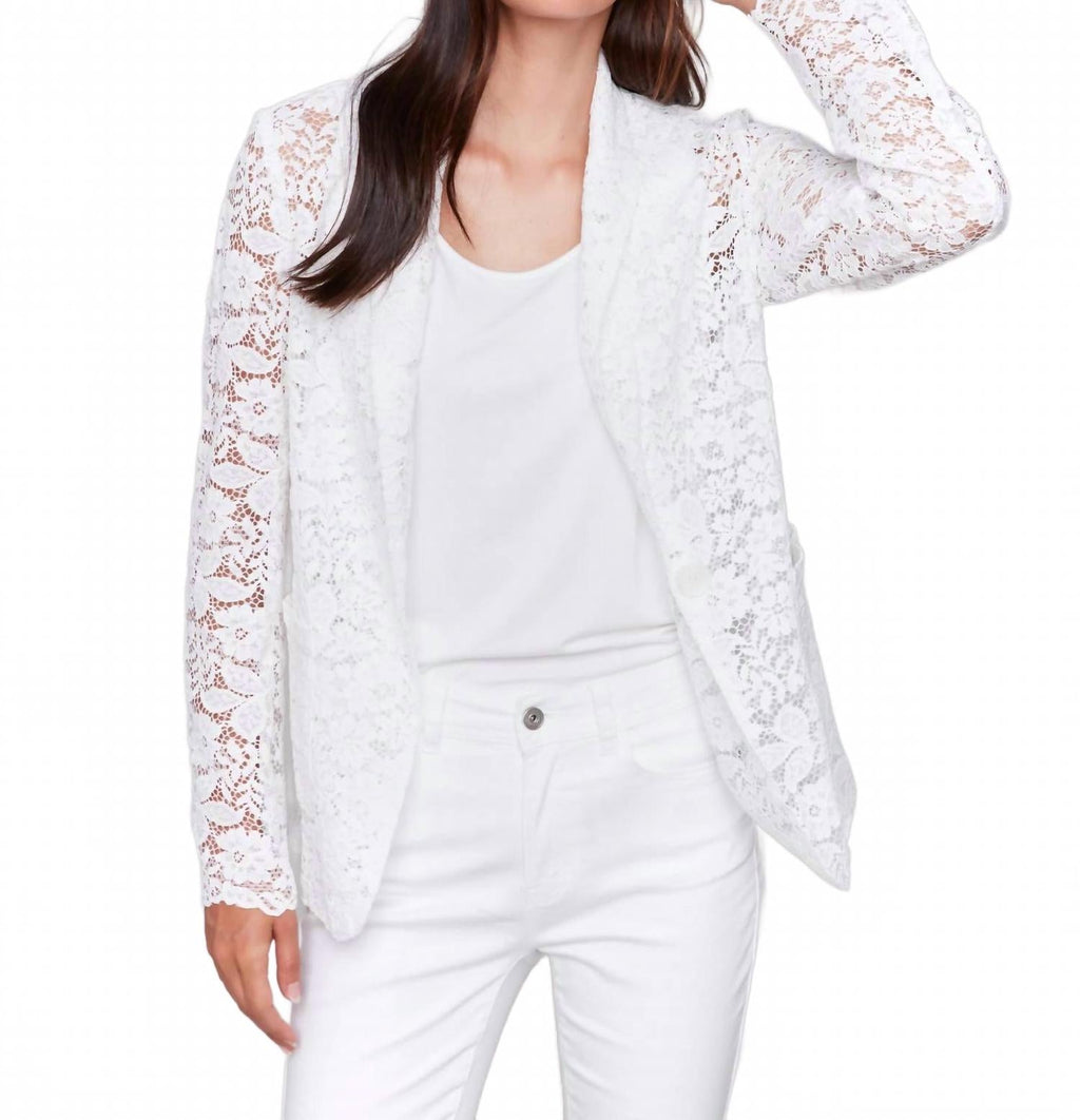 Lace Blazer In White