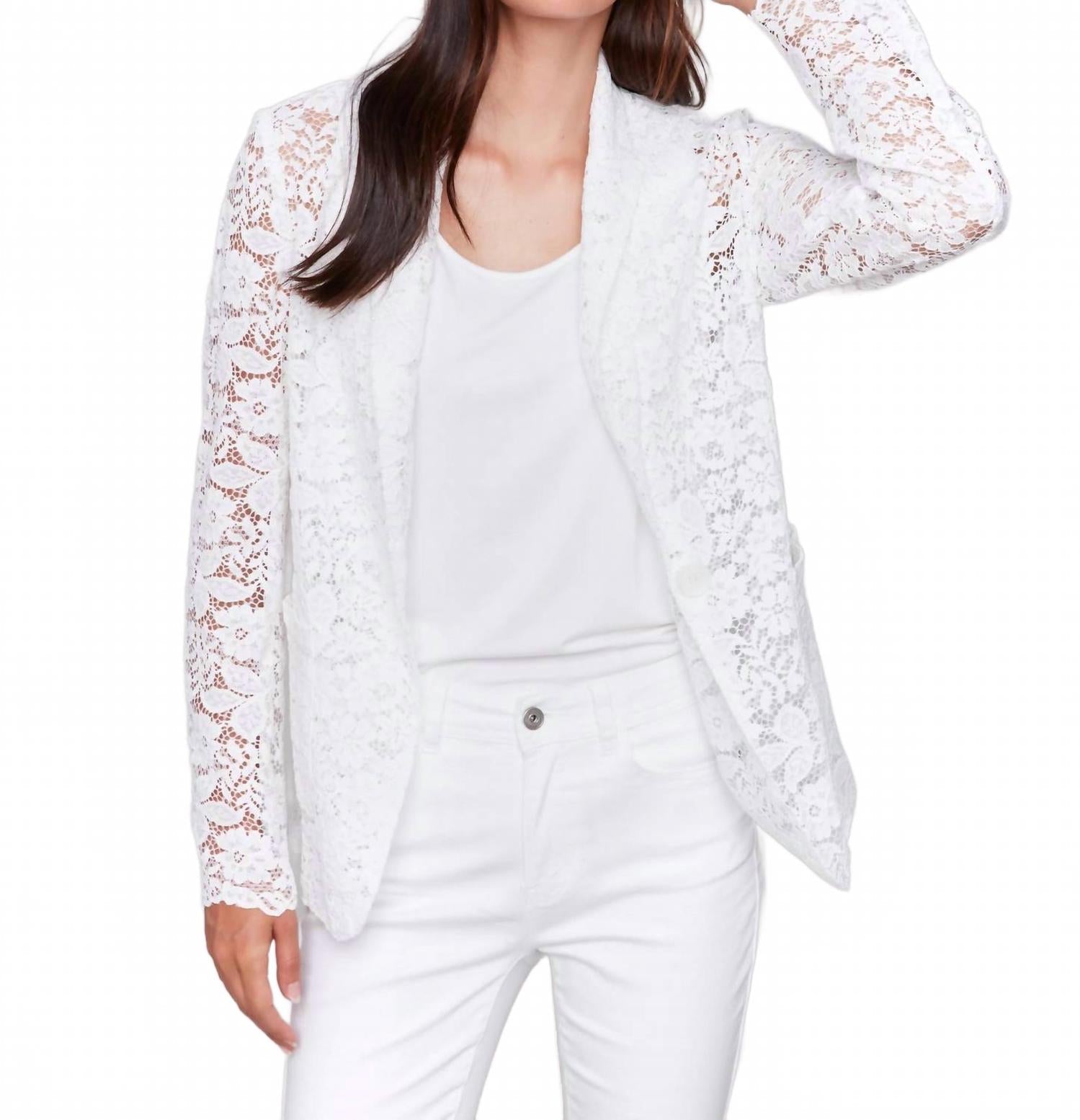 Lace Blazer In White