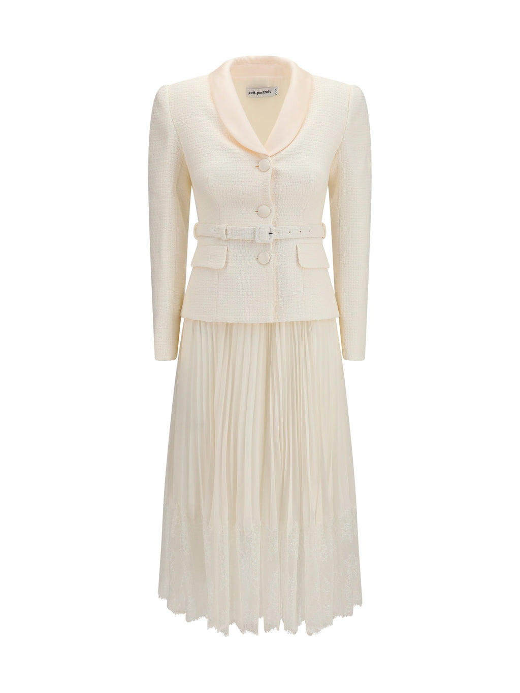 Self-Portrait Women Bouclé Midi Dress With Shawl Collar