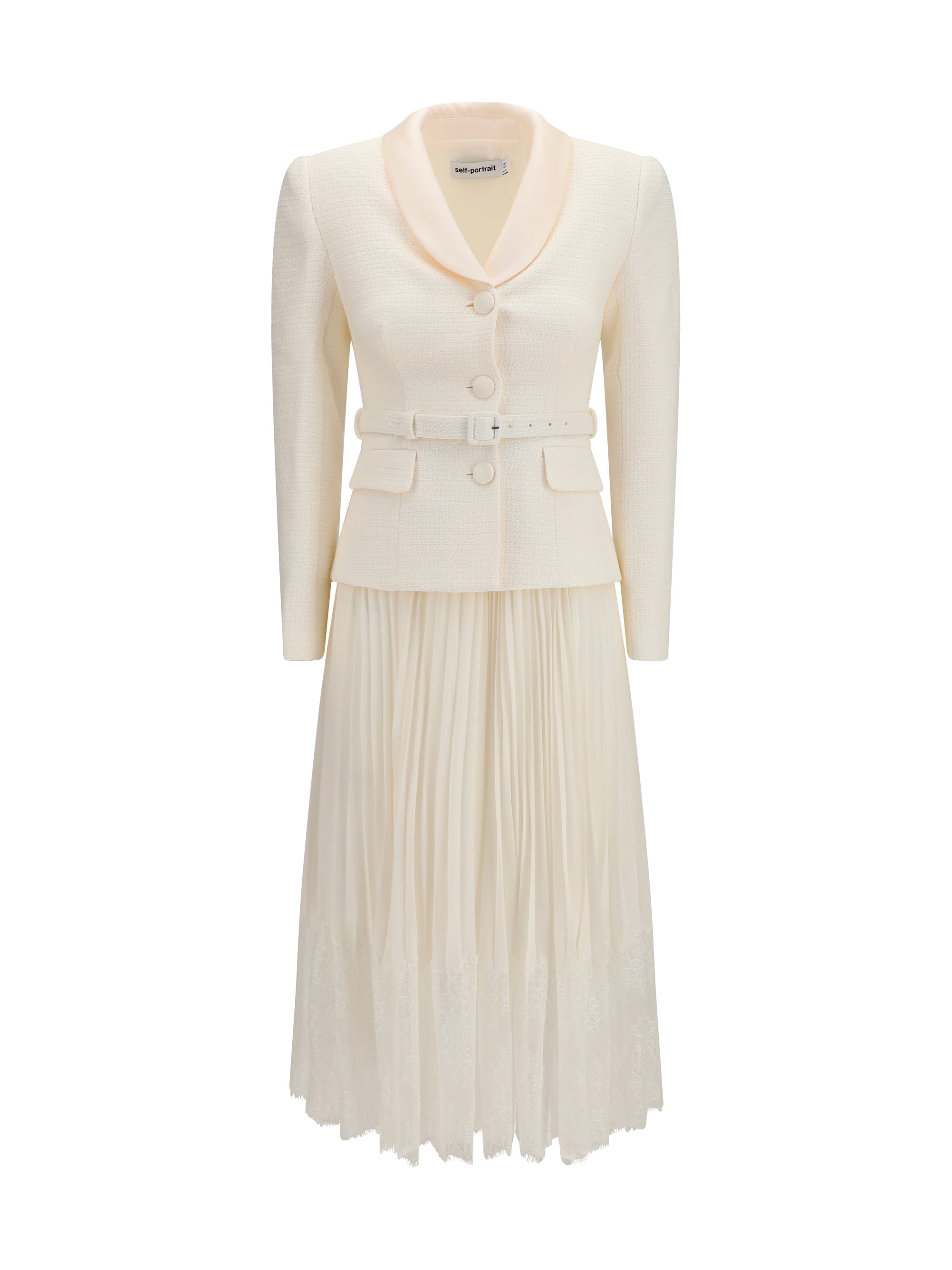 Self-Portrait Women Bouclé Midi Dress With Shawl Collar