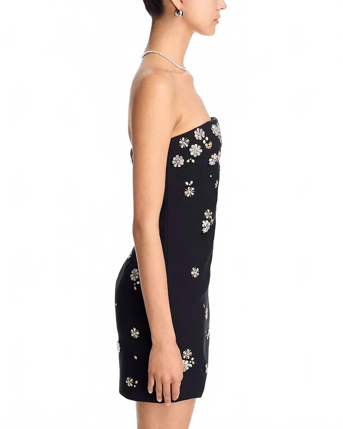 Tumbling Flowers Samia Mini Dress In Black
