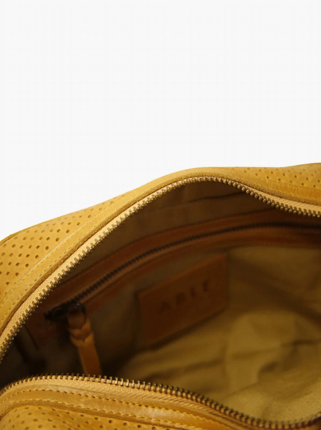 Women's Medium Zipper Crossbody Bag In Perforated Cognac