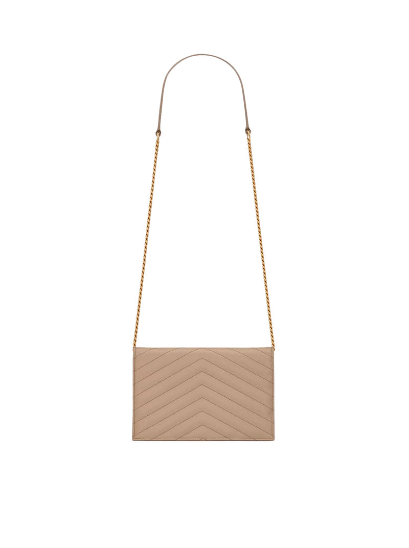 Saint Laurent Women Classic Cassandre Chain Envelope Clutch In Grain De Poudre Leather