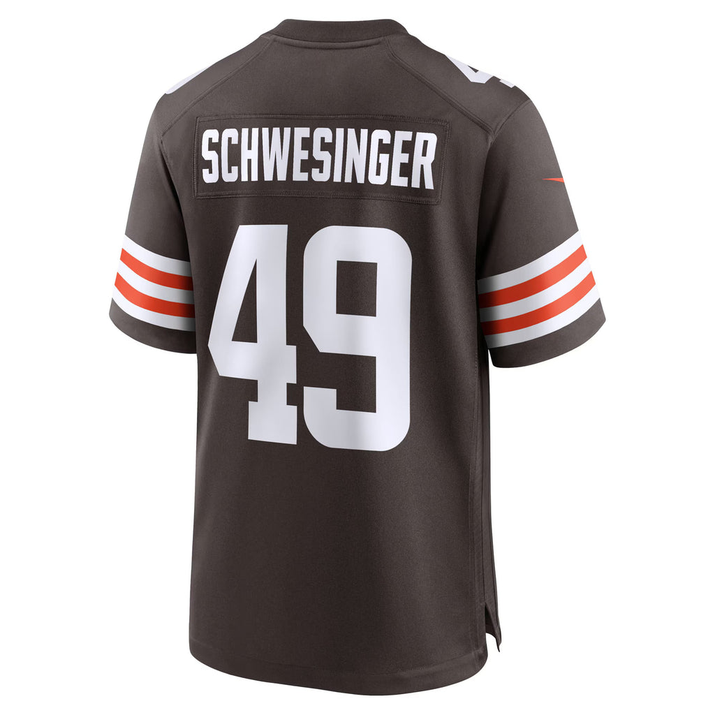 Cleveland Browns Carson Schwesinger Brown 2025 NFL Draft Game Jersey