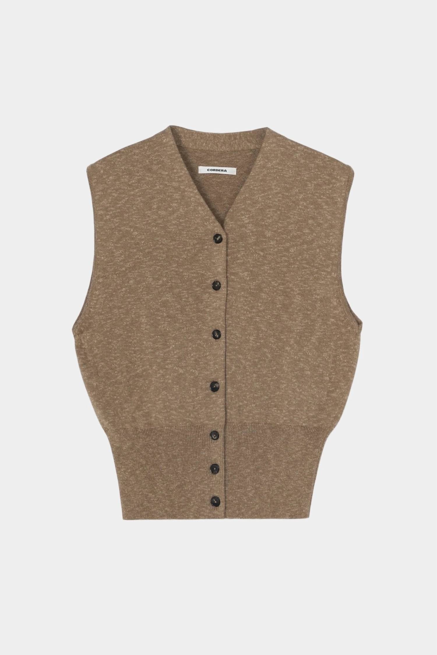 Flecked Cotton Waistcoat In Copal