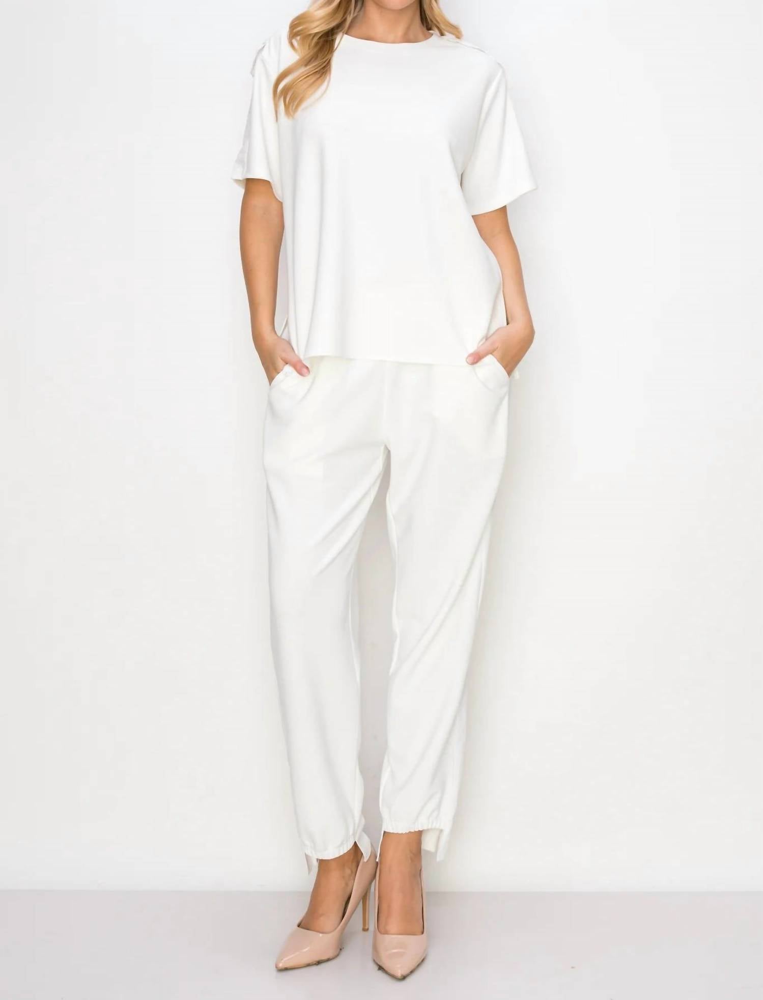 Women's Katie Knit Crepe Pants In White
