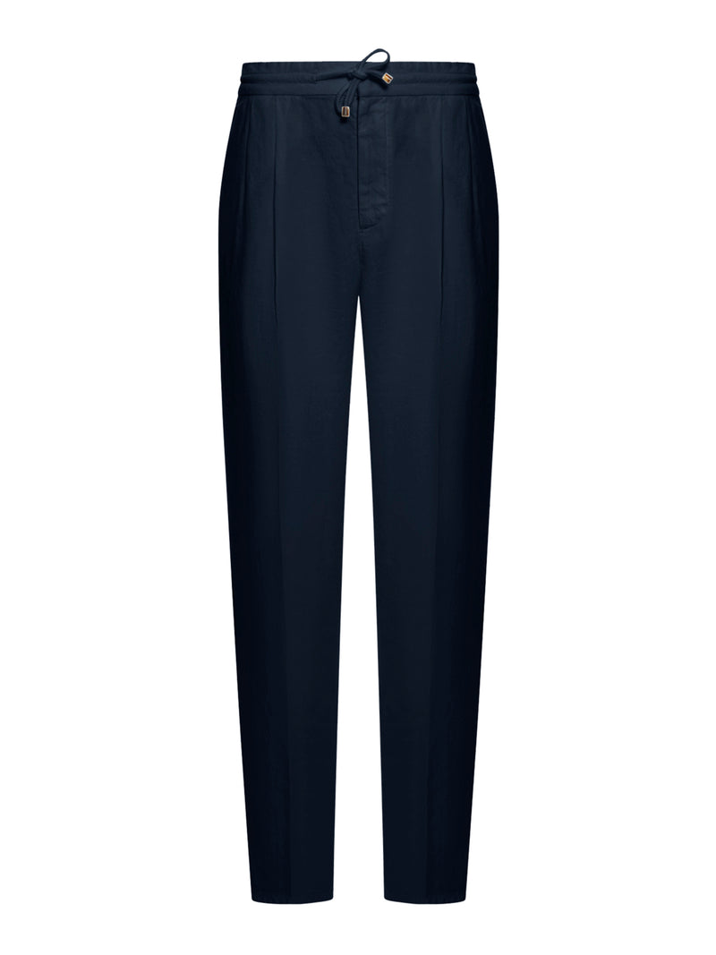 Brunello Cucinelli Men Linen Trousers With Drawstring