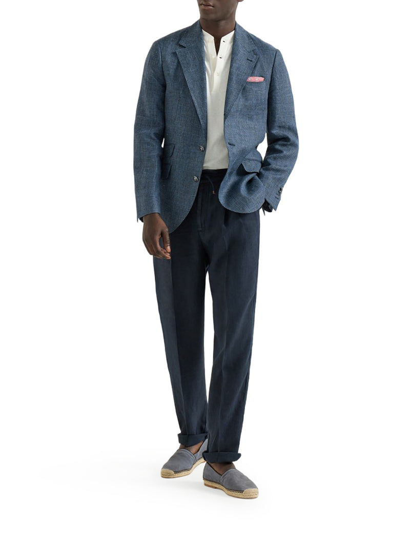 Brunello Cucinelli Men Linen Trousers With Drawstring