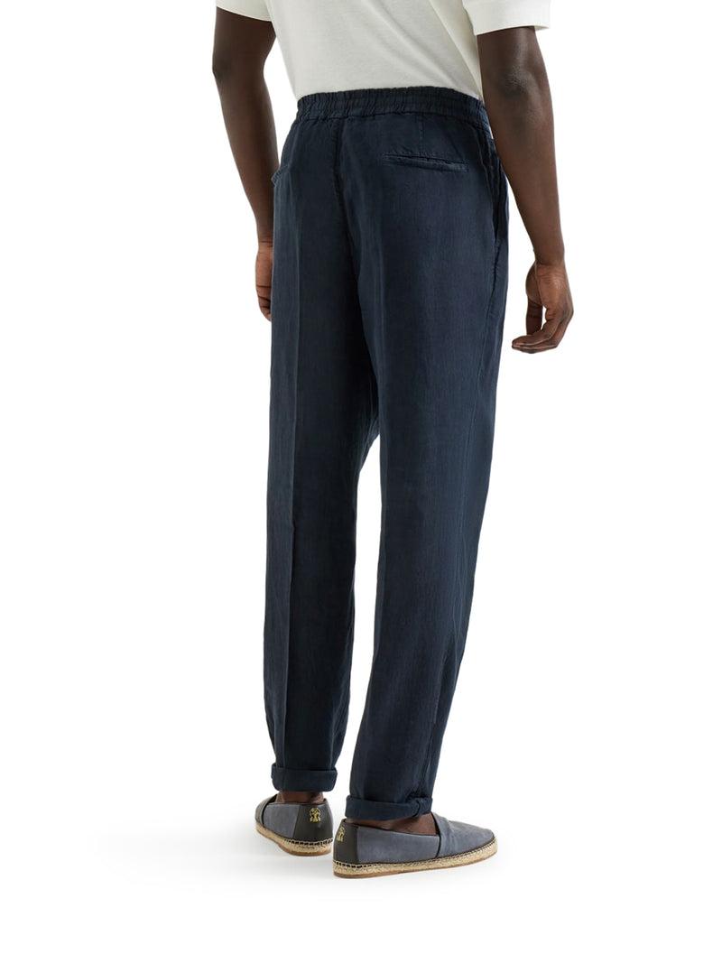 Brunello Cucinelli Men Linen Trousers With Drawstring