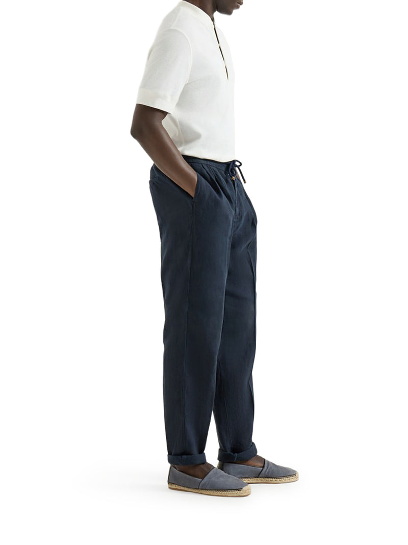 Brunello Cucinelli Men Linen Trousers With Drawstring