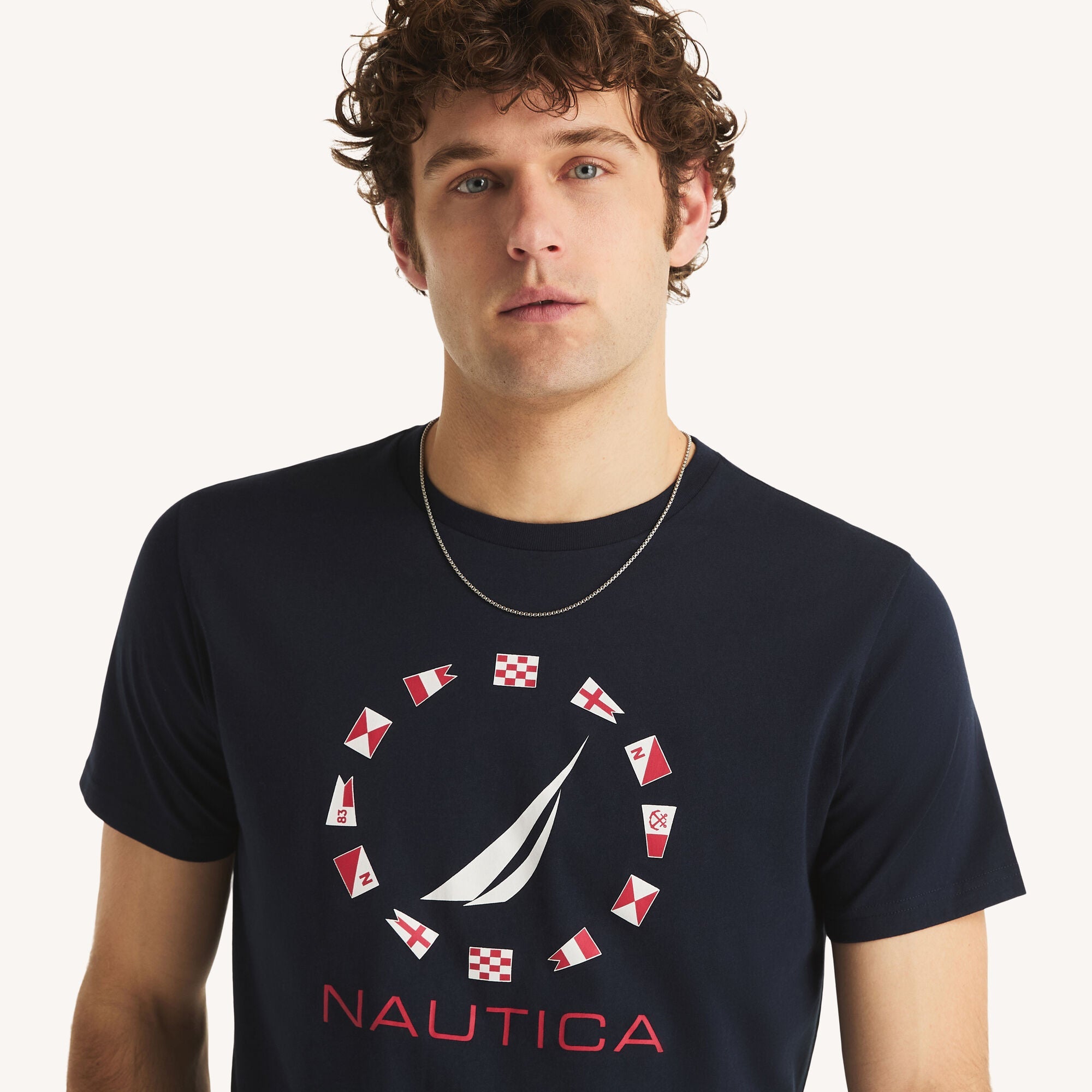 Nautica Mens Flags Graphic T-Shirt