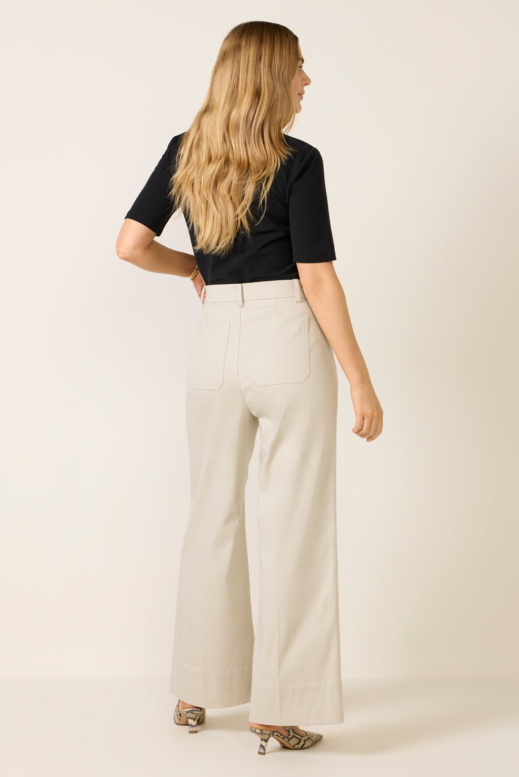 Women's Stretch Twill Patch Pocket Wide Leg Pants