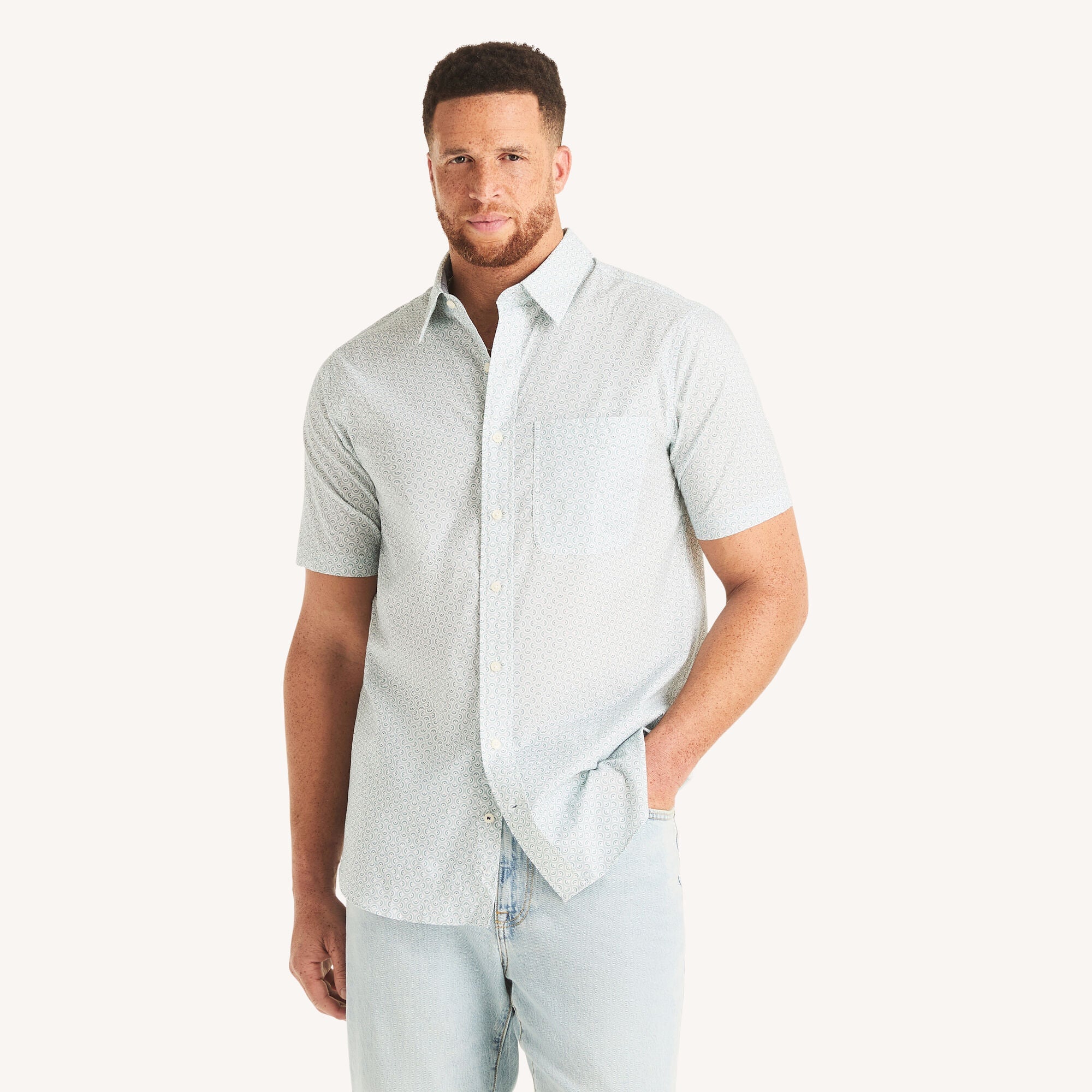 Nautica Mens Big & Tall Printed Short-Sleeve Shirt