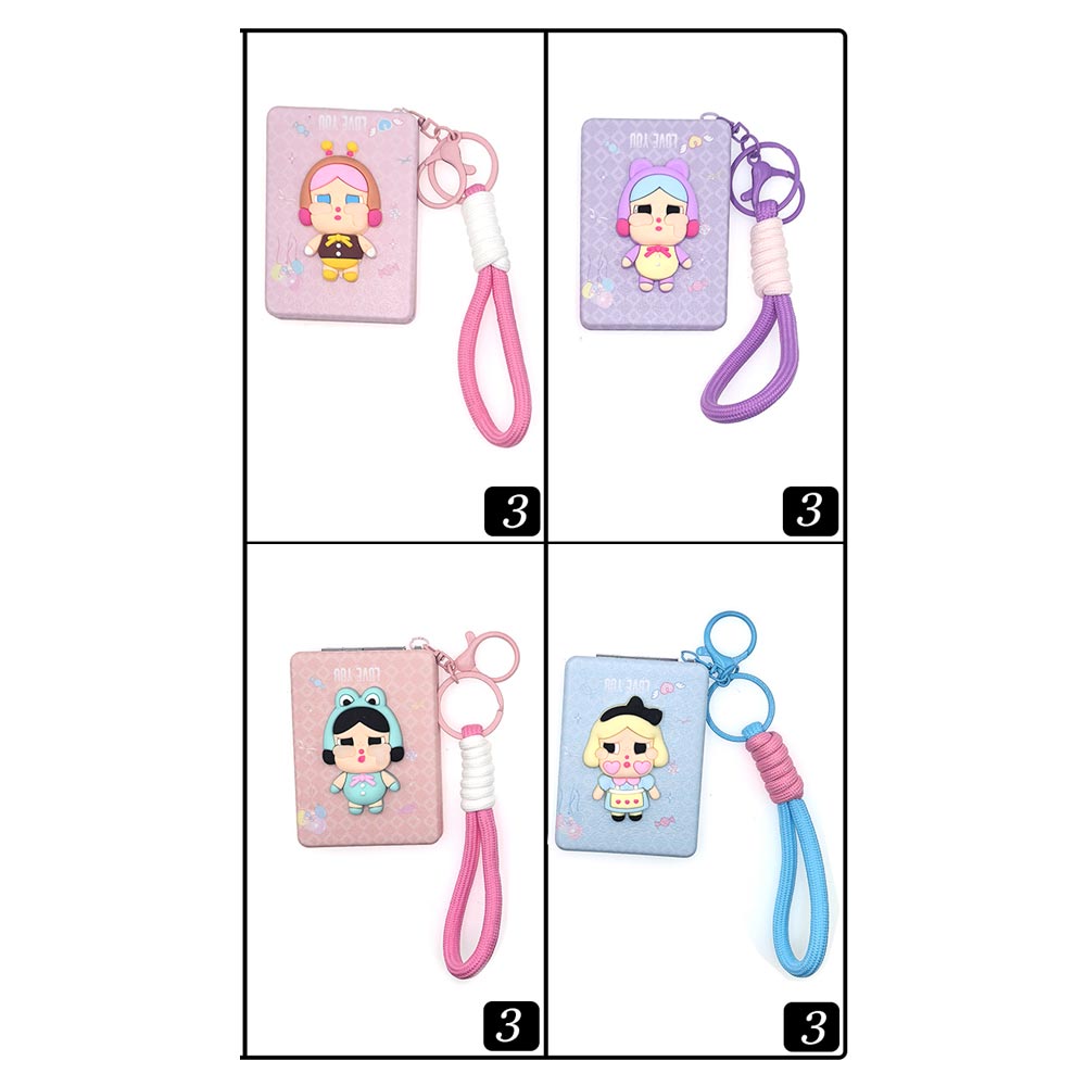 12PCS - Cute Cartoon Character Bag Charm Keychain Cosmetic Mirrors