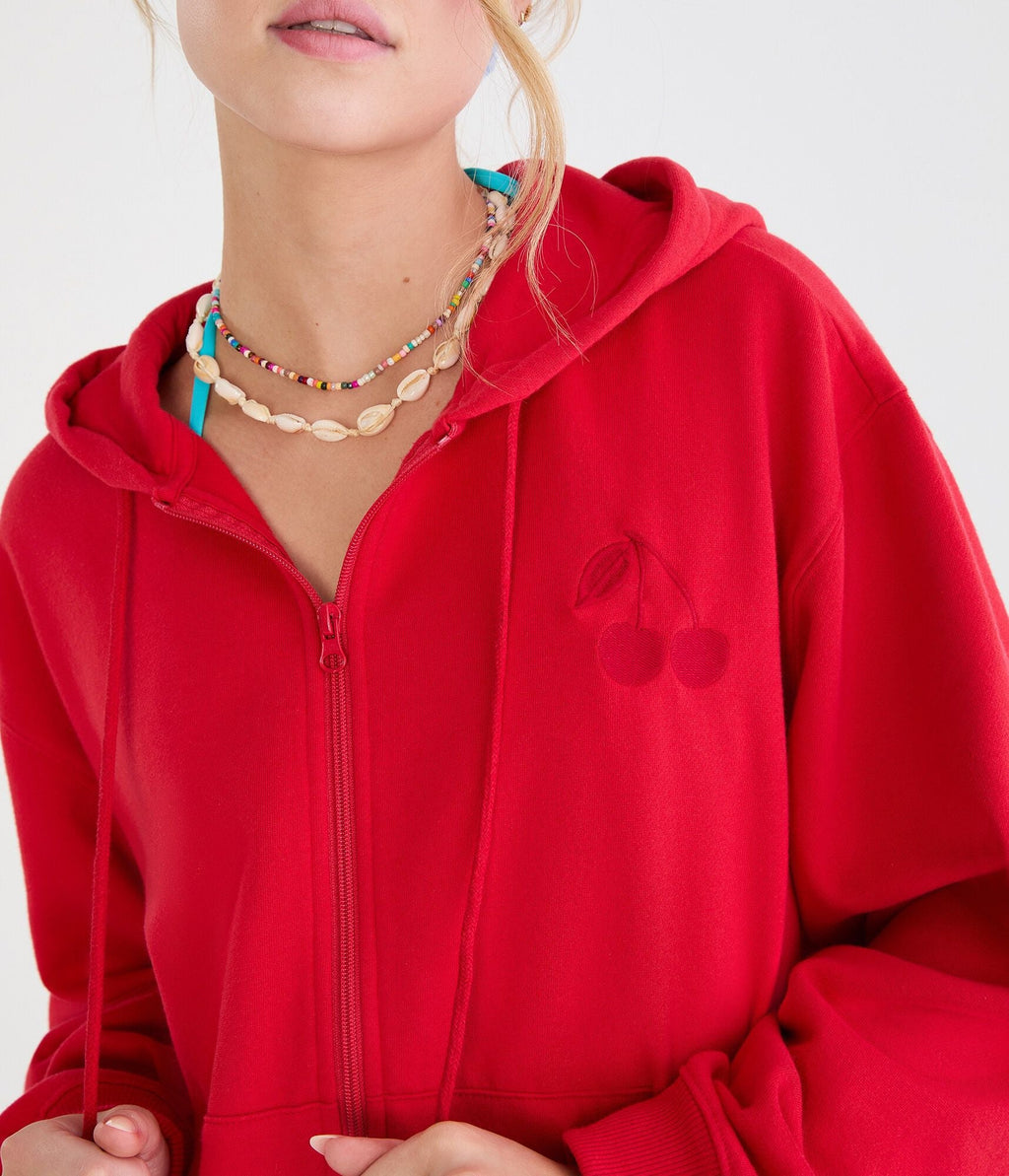 Aeropostale Cloud Soft Americana Cherry Full-Zip Hoodie