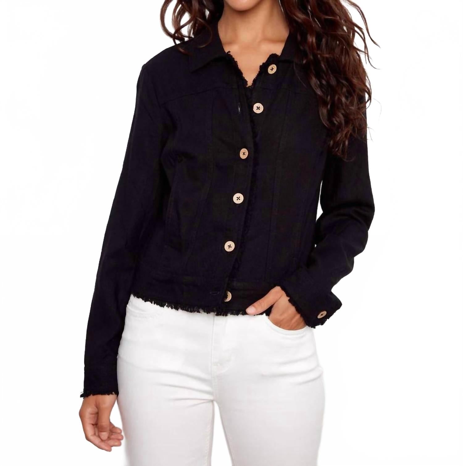 Linen Blend Jacket In Black