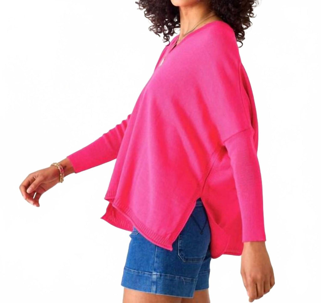 Catalina V-Neck Sweater - Petite In Lipstick