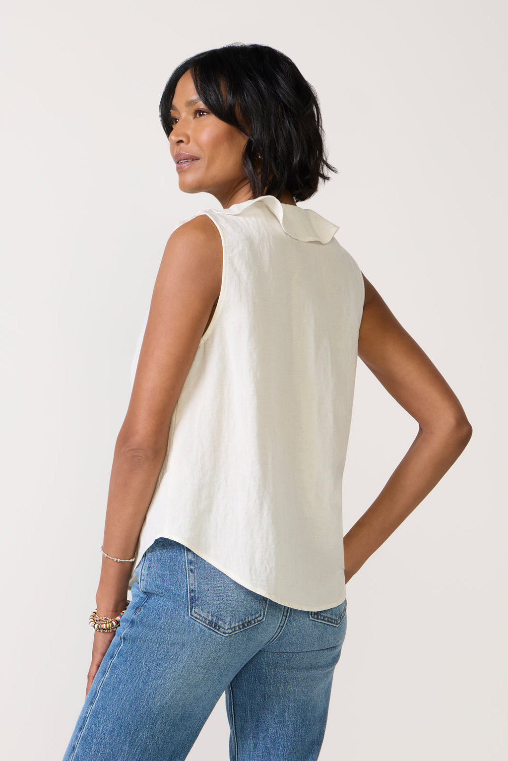Women's Tie Front Ruffle Tank Top