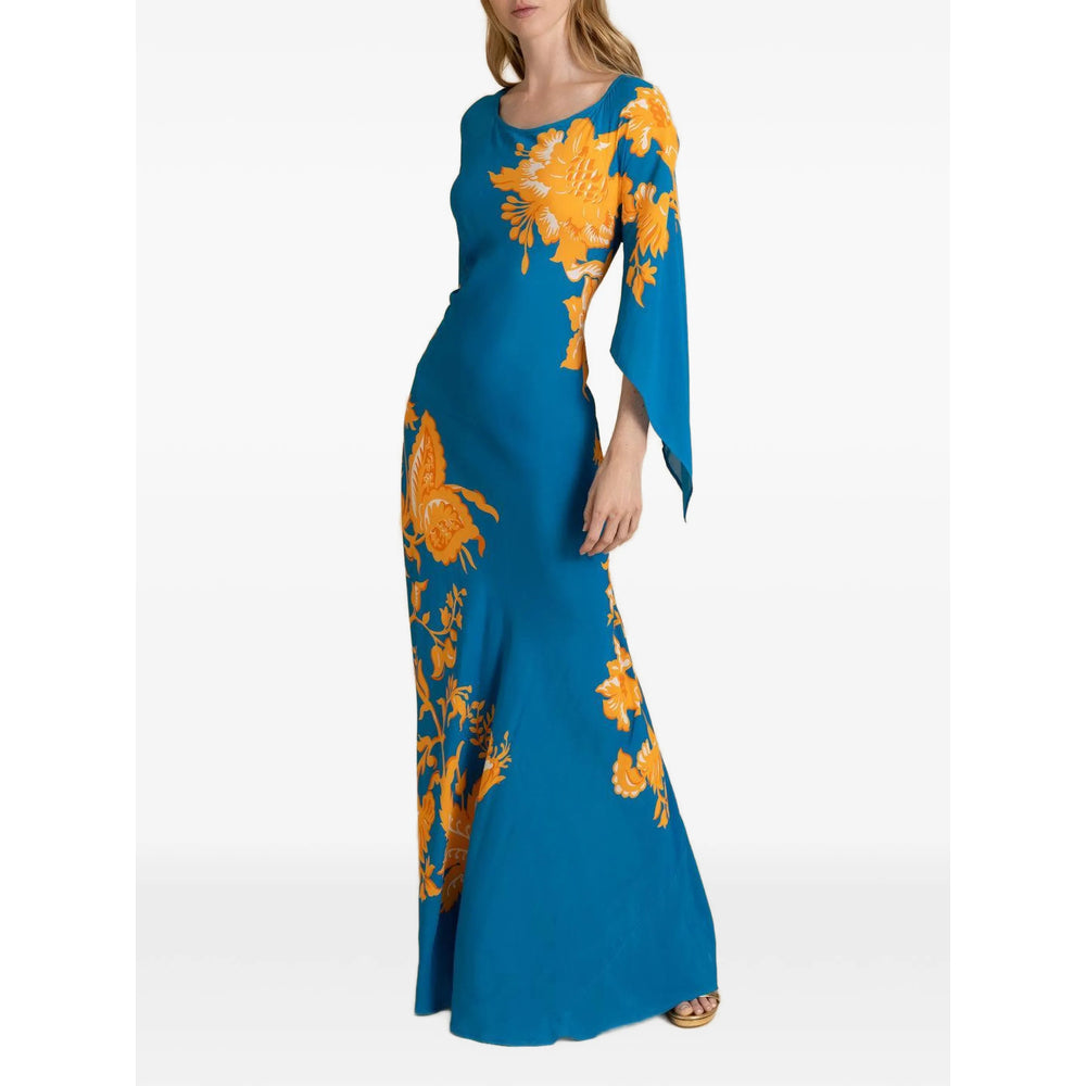 Etro Women Stamped Floral Drape-Sleeve Maxi Dress