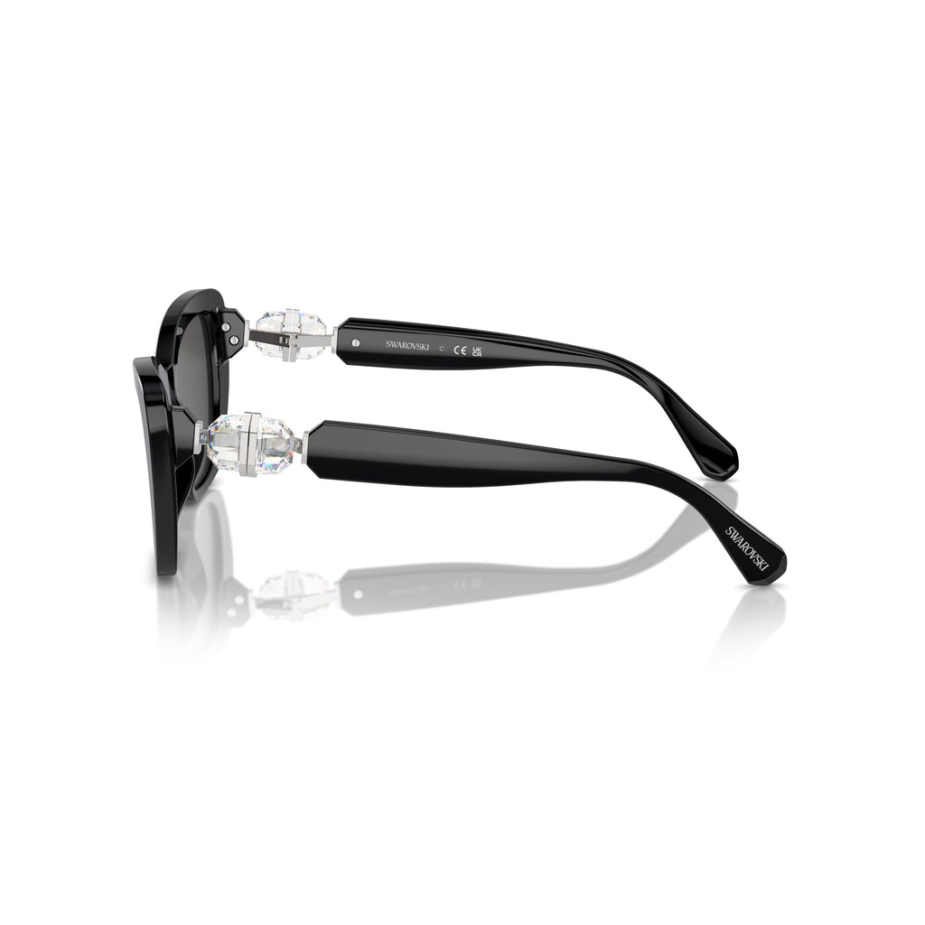 0Sk6018 Oversized Black Cat-Eye Sunglasses with Crystal Embellishments