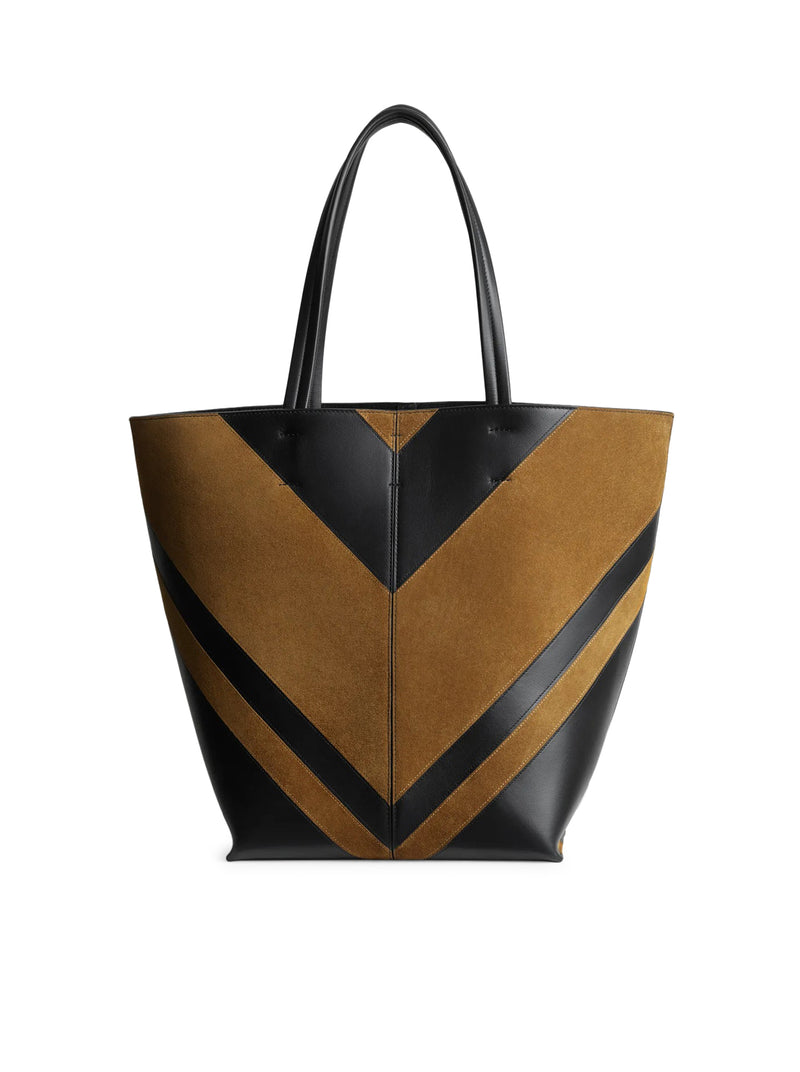 Phoebe Philo Women Pot Cabas In Black Toffee Leather And Suede