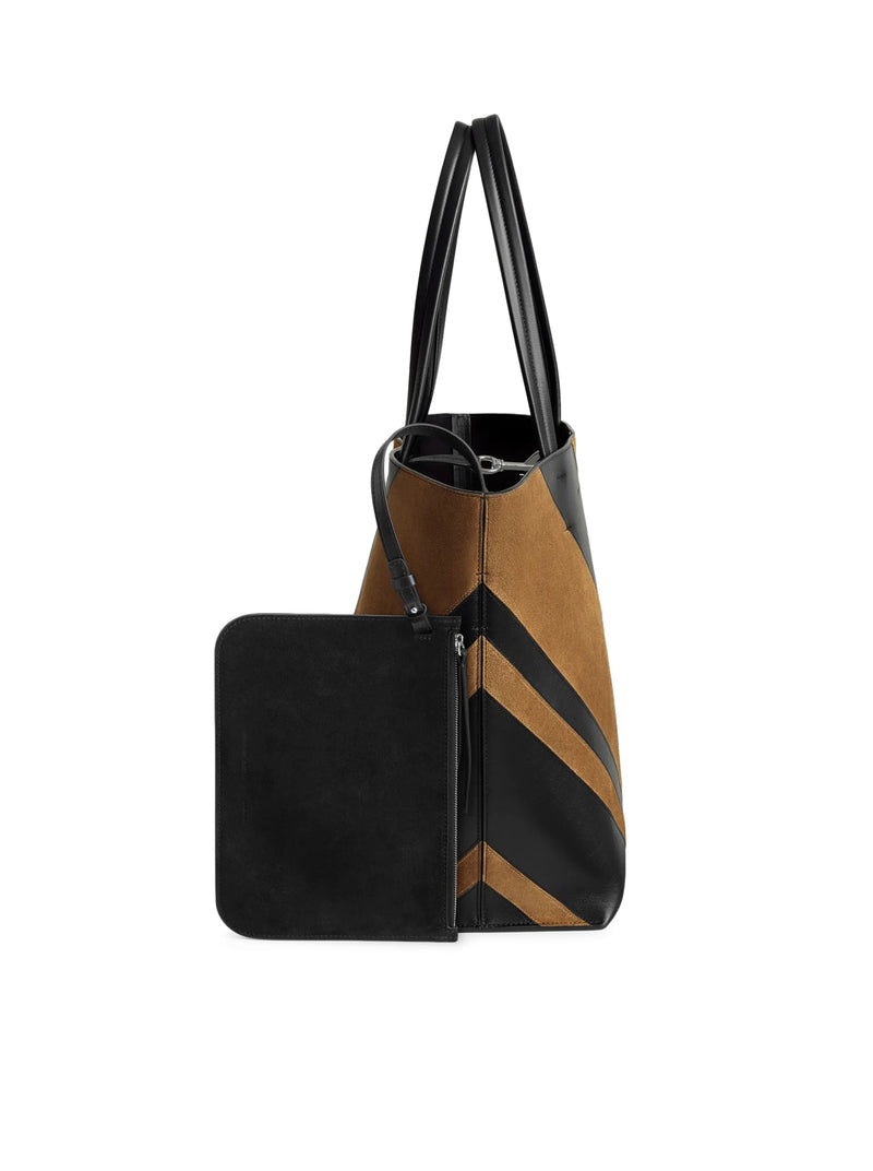 Phoebe Philo Women Pot Cabas In Black Toffee Leather And Suede