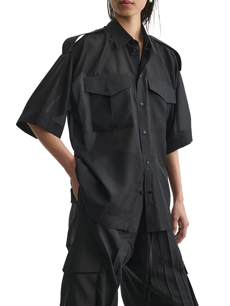 Phoebe Philo Women Black Lightweight Habotai Silk Utility Shirt