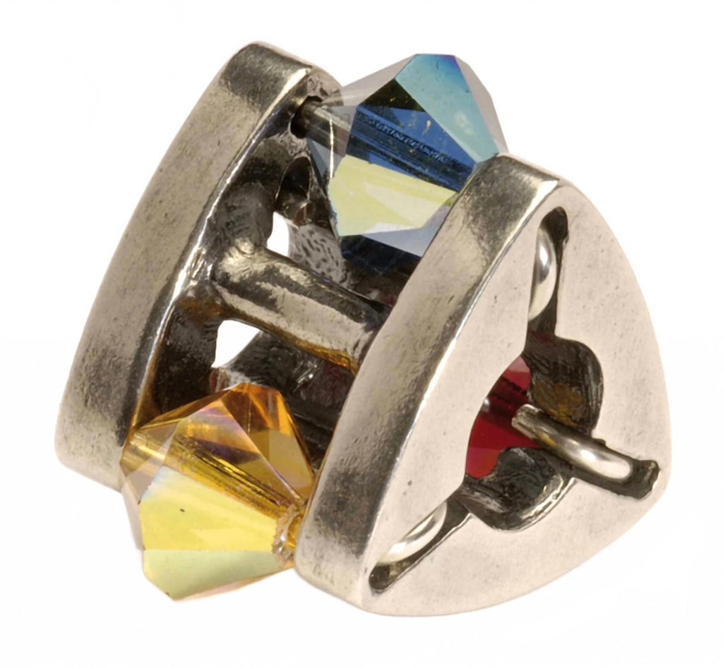 Women's Winter Jewel Big Bead Charm In Silver. Yellow/ Blue/ Red