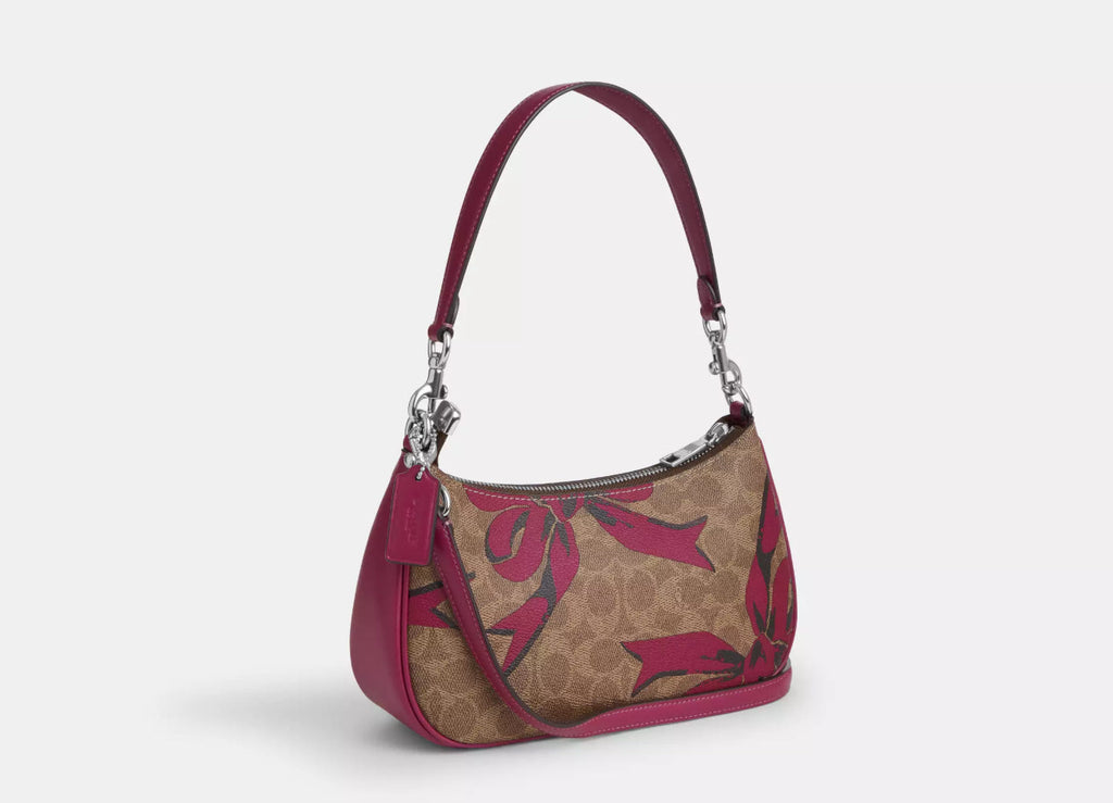 NWT Coach Teri Shoulder/Crossbody Bag In Signature Canvas With Bow Print