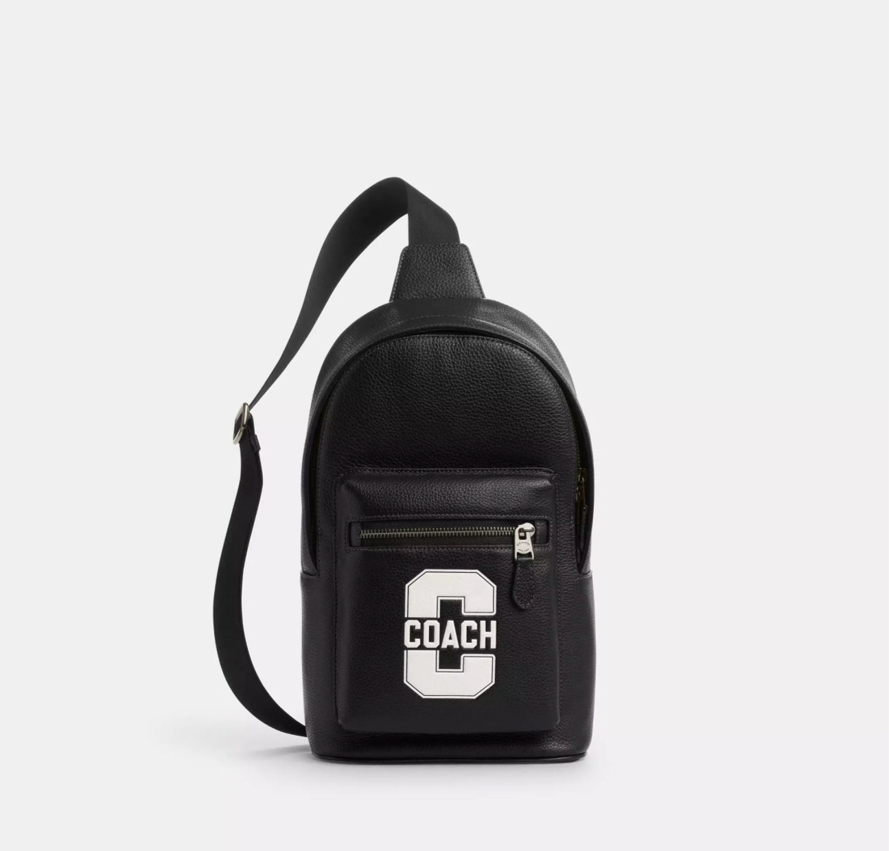 NWT Coach Leather West Pack Sling Bag with Varsity Motif In Black